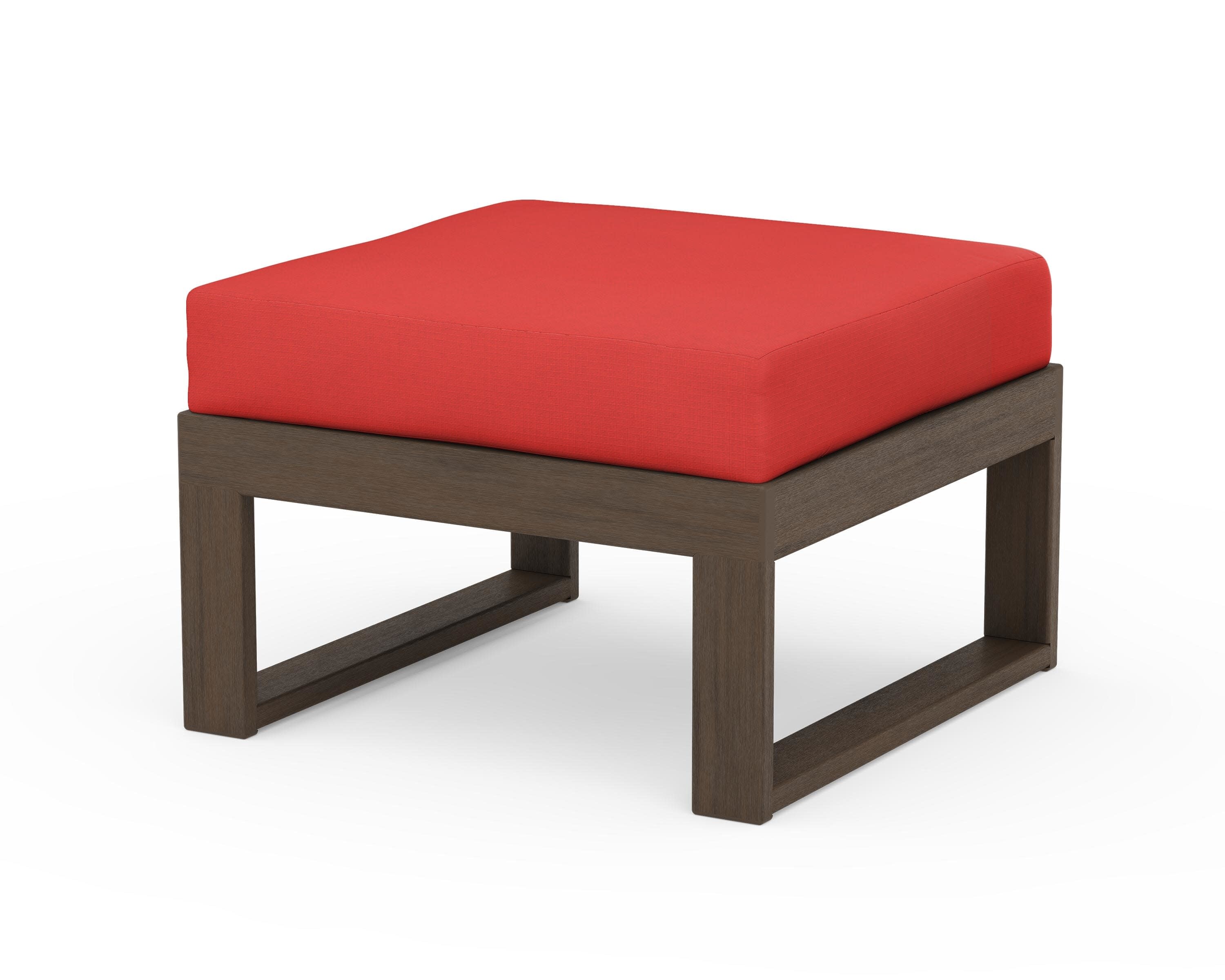 Modular Ottoman - Modern in Kona / Crimson Linen