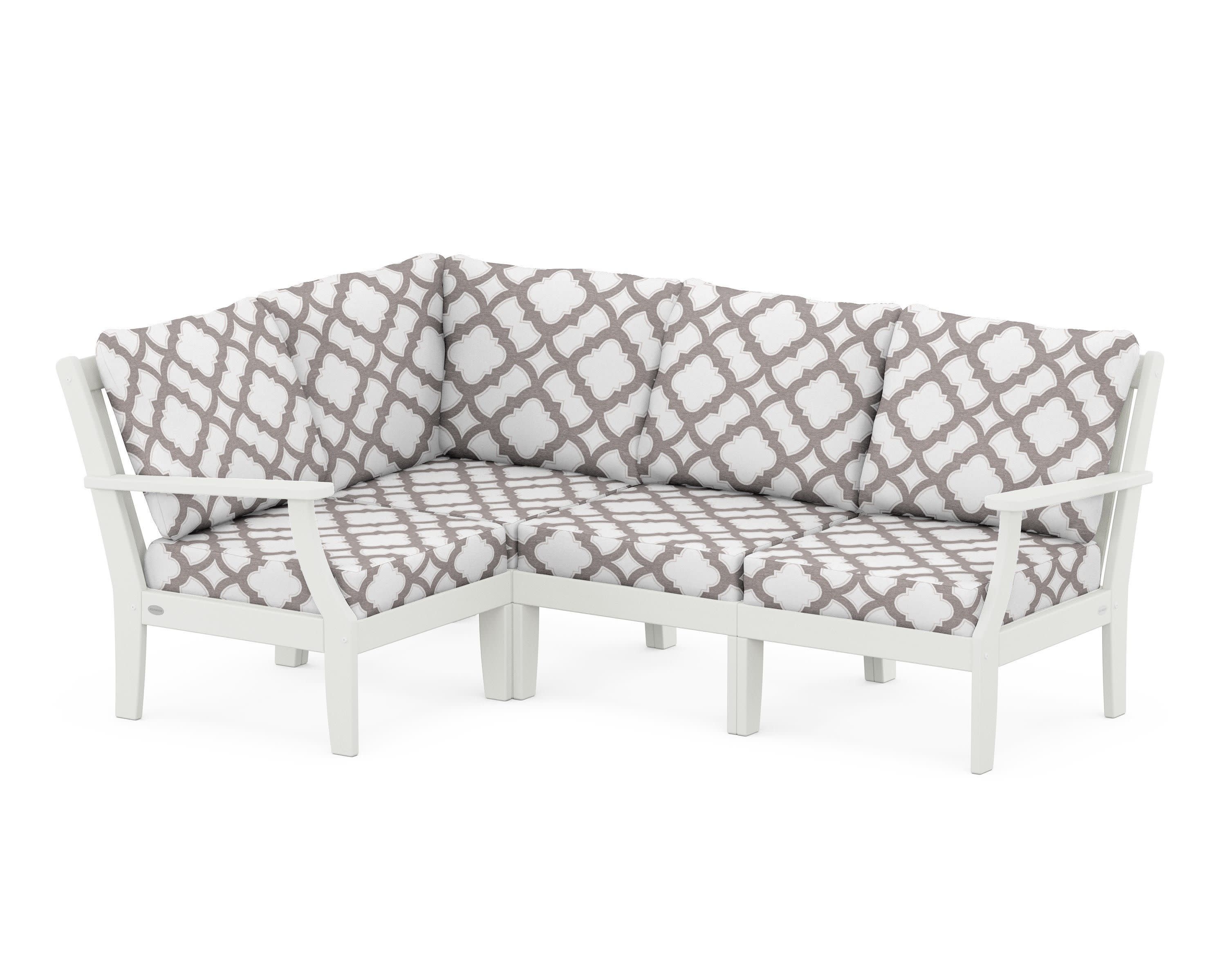 Braxton Modular 4-Piece Deep Seating Set in Vintage White / Trellis Grey Mist