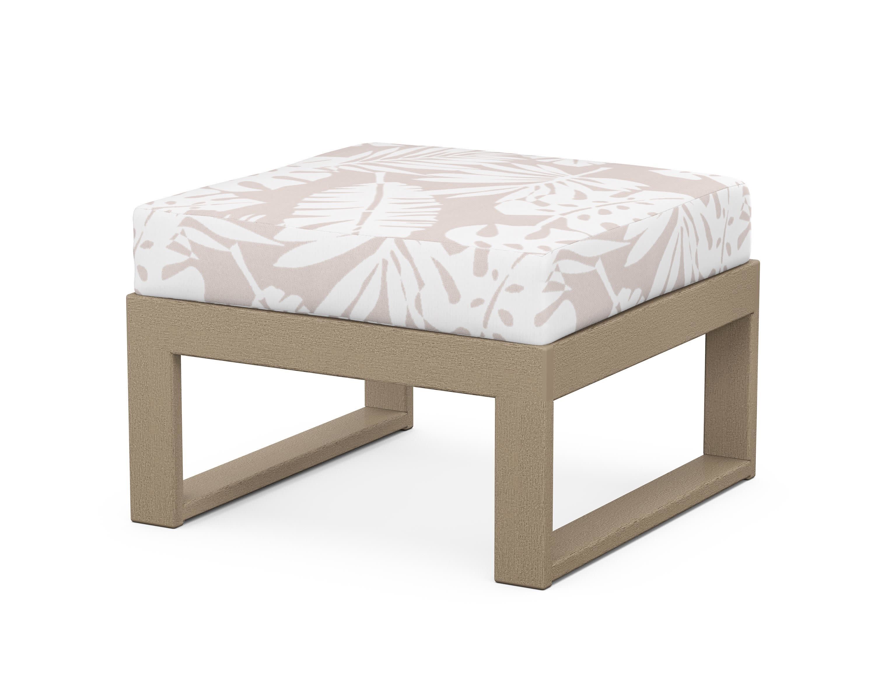 Modular Ottoman - Modern in Vintage Sahara / Leaf Dune Burlap