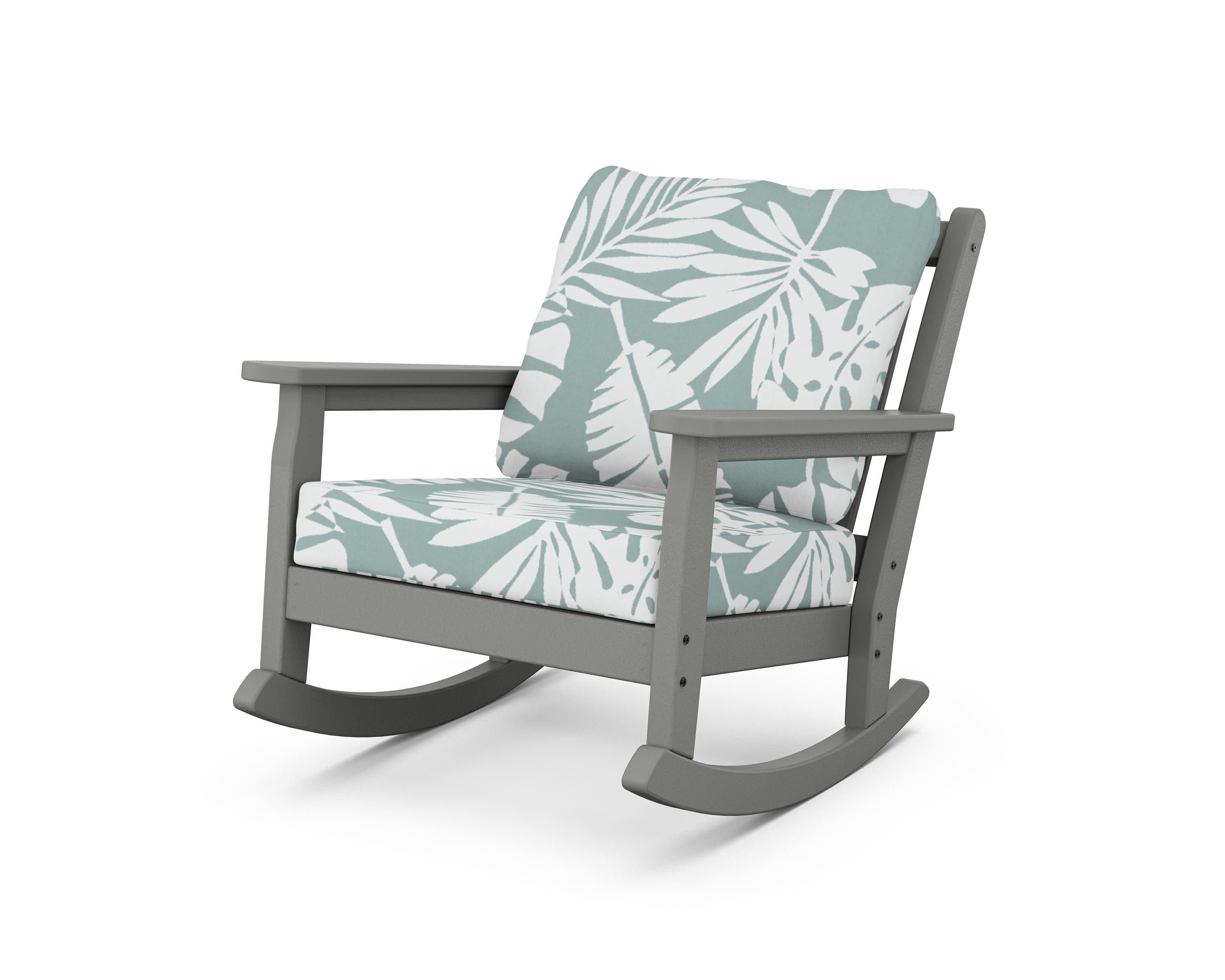 Chippendale Deep Seating Rocking Chair in Slate Grey / Leaf Glacier Spa