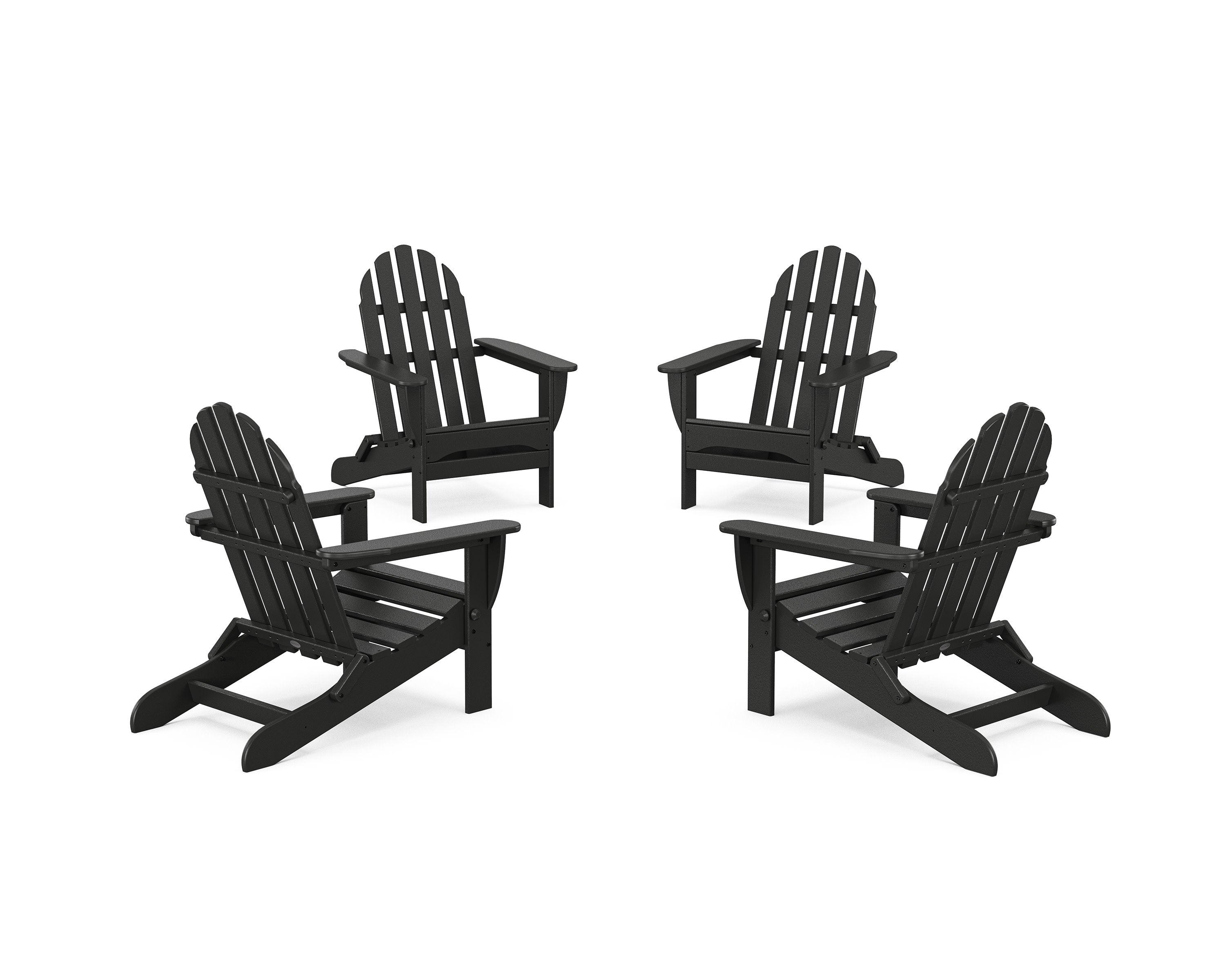 4-Piece Classic Folding Adirondack Conversation Set in Black