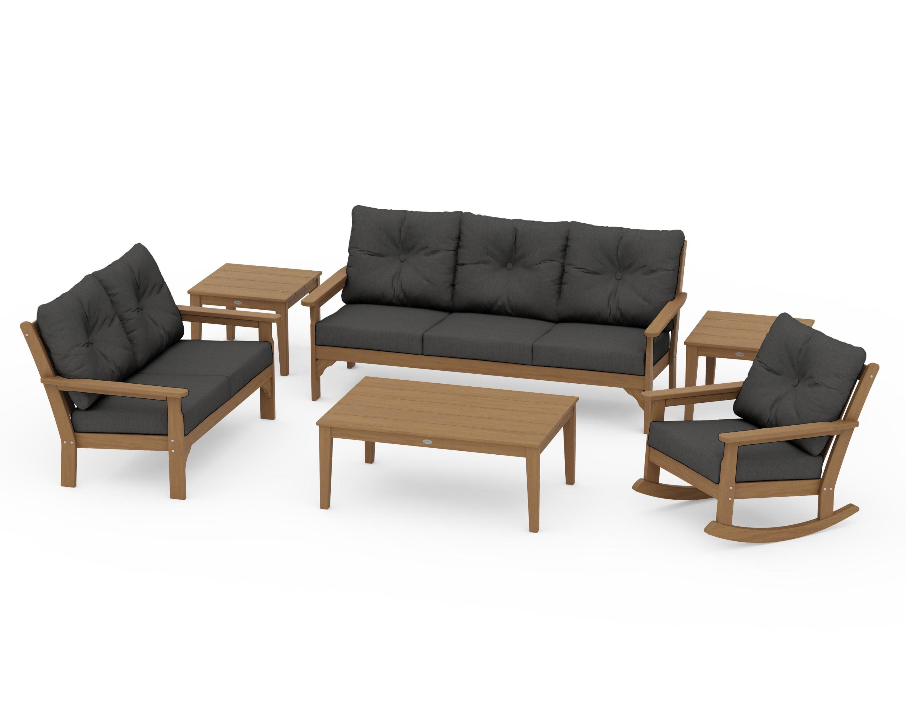 Vineyard 6-Piece Deep Seating Set in Natural / Spectrum Carbon
