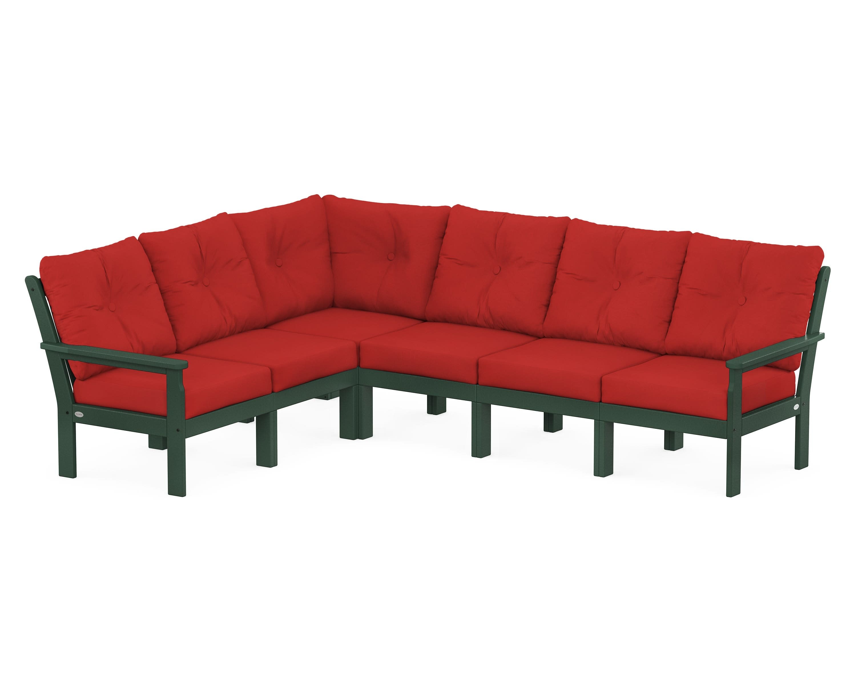 Vineyard 6-Piece Sectional in Green / Crimson Linen