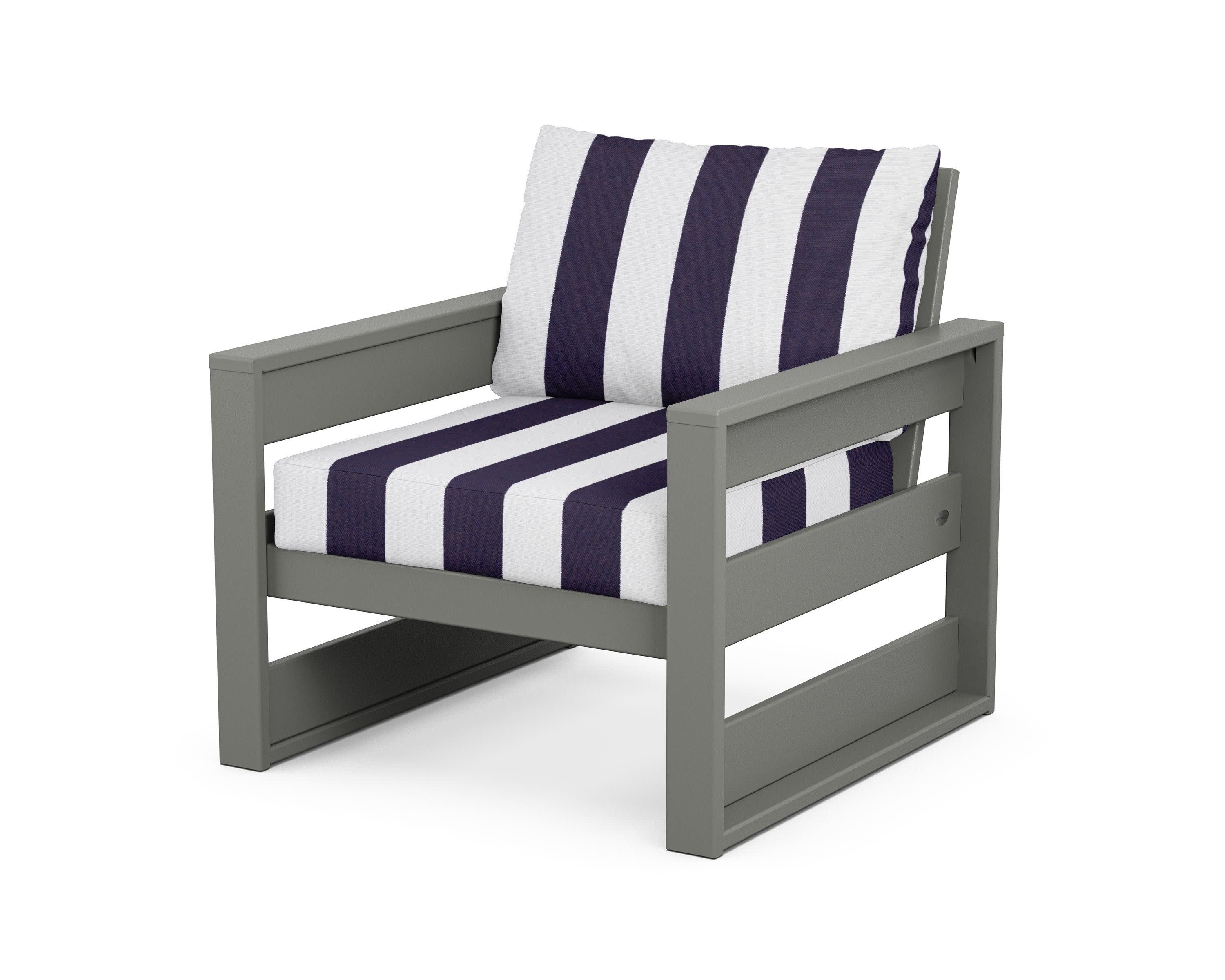 Westport Club Chair in Slate Grey / Cabana Stripe Navy