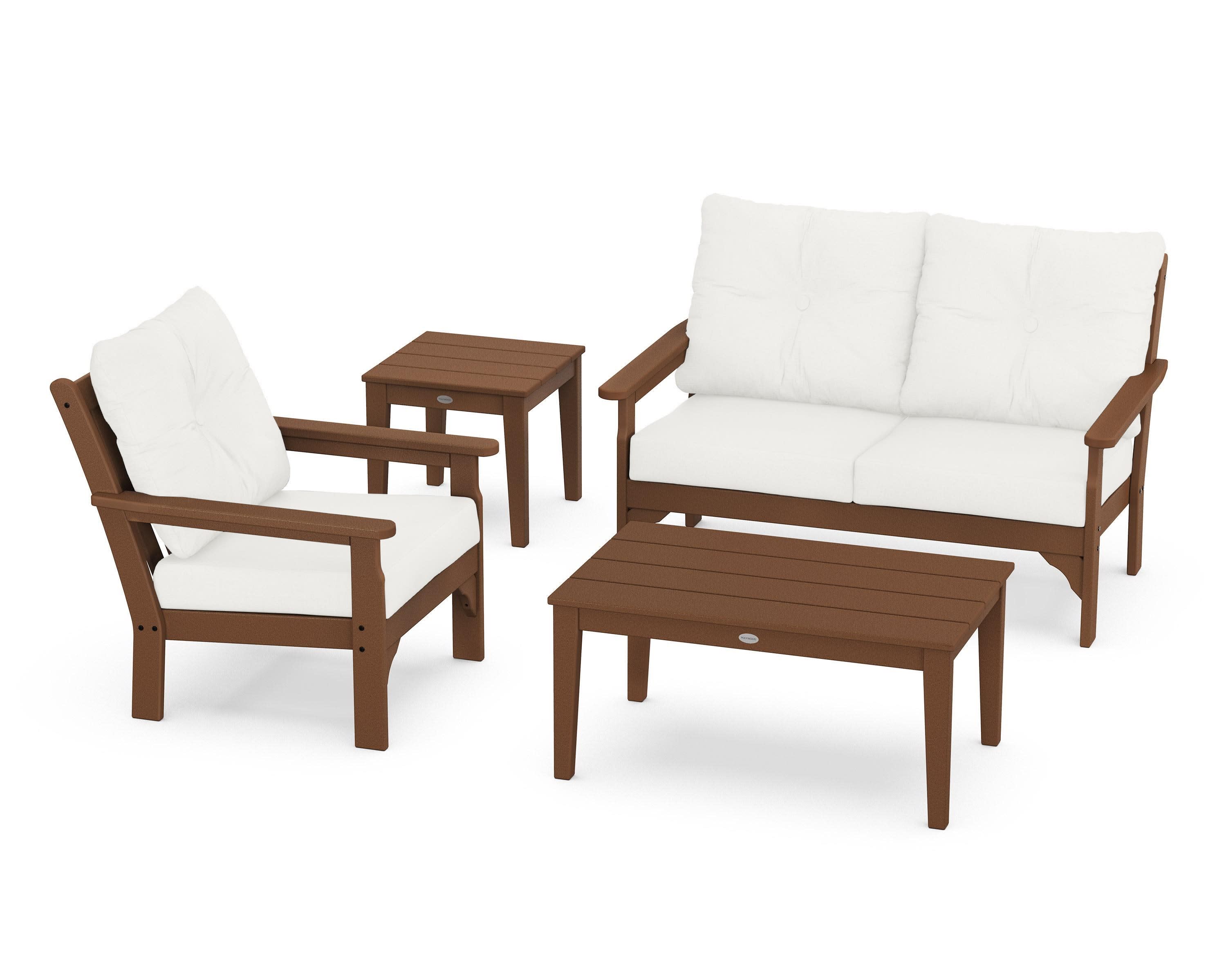 Vineyard 4-Piece Deep Seating Set in Teak / Natural Linen