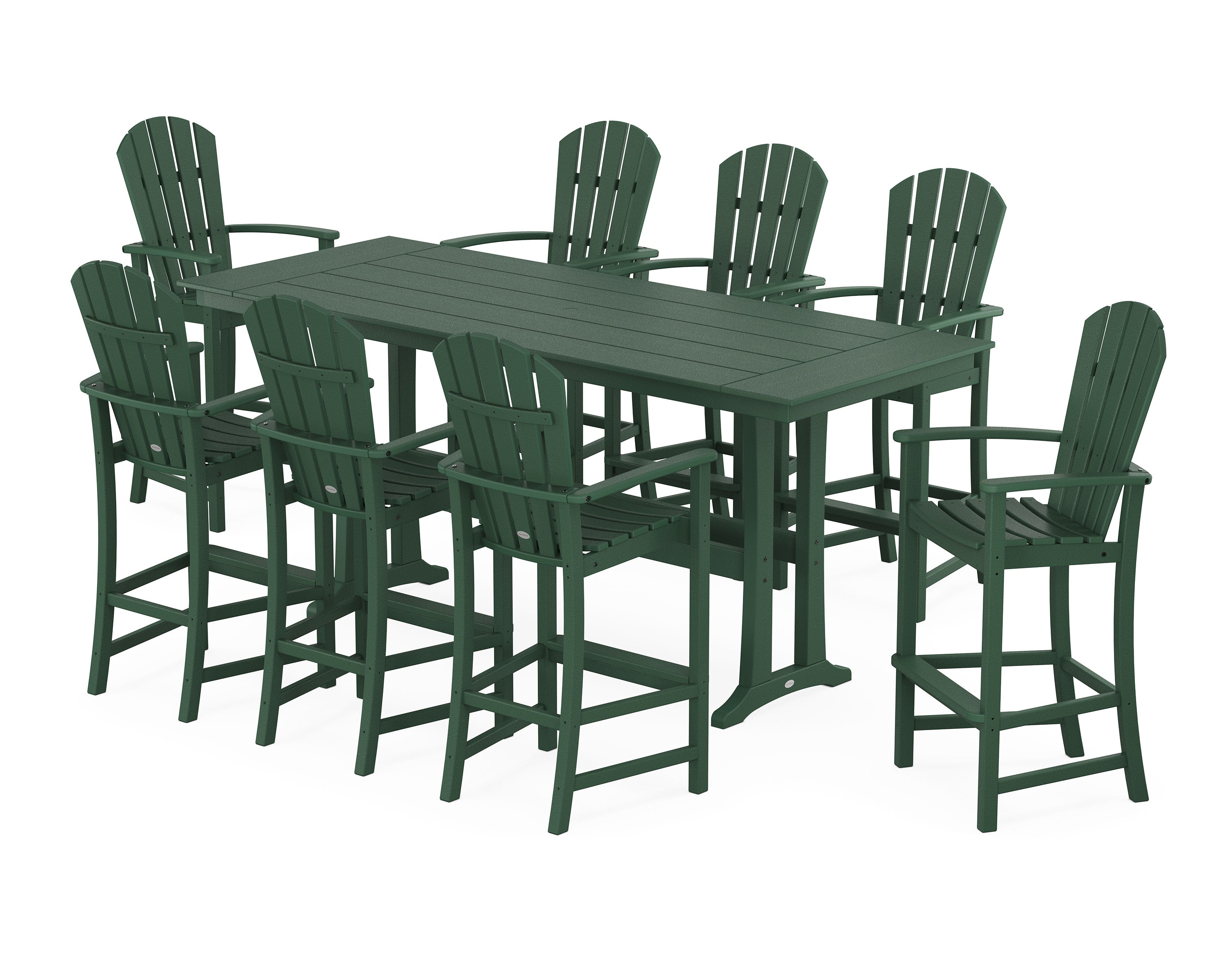 Palm Coast 9-Piece Farmhouse Bar Set with Trestle Legs in Green