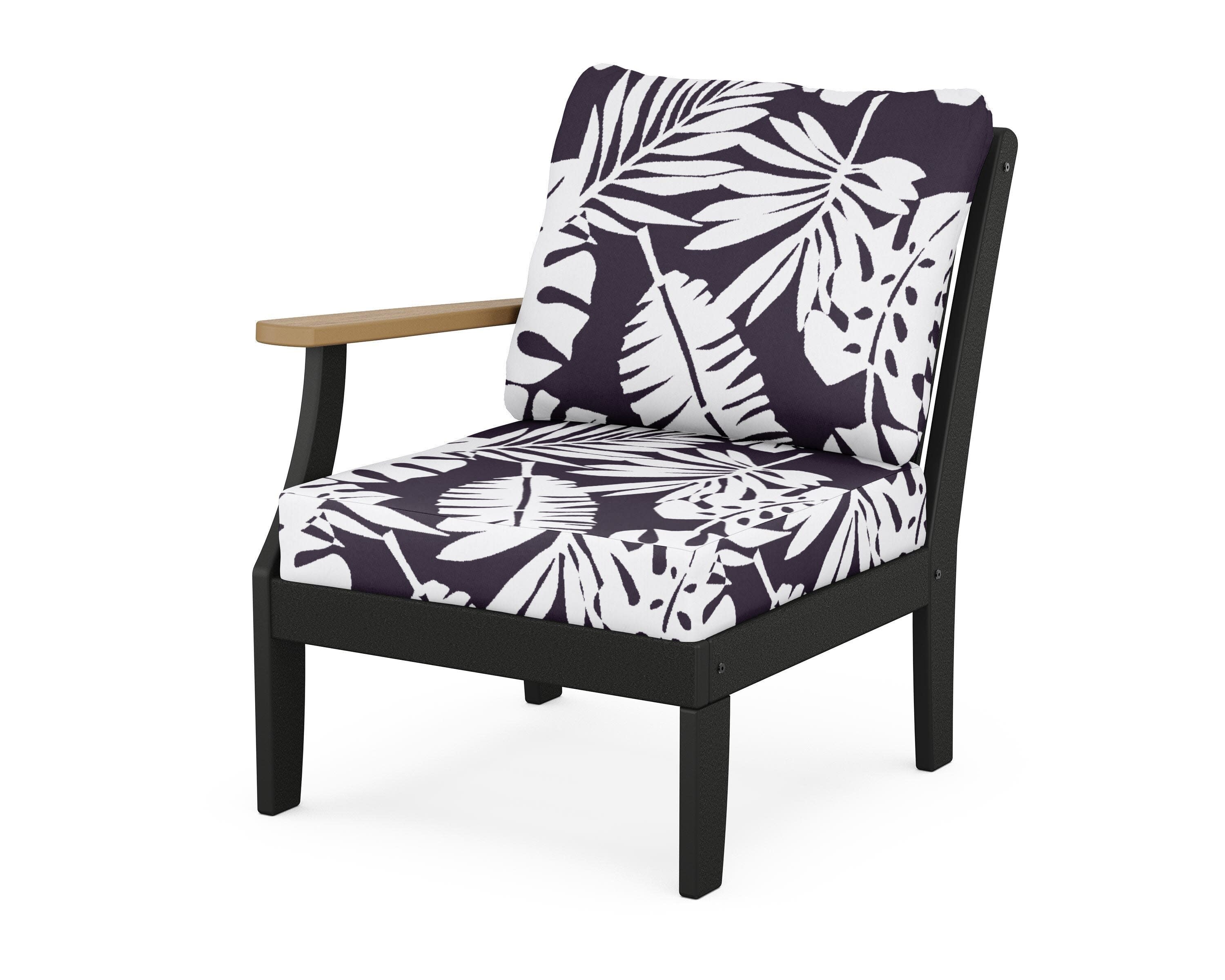 Braxton Modular Left Arm Chair in Black / Natural / Leaf Navy