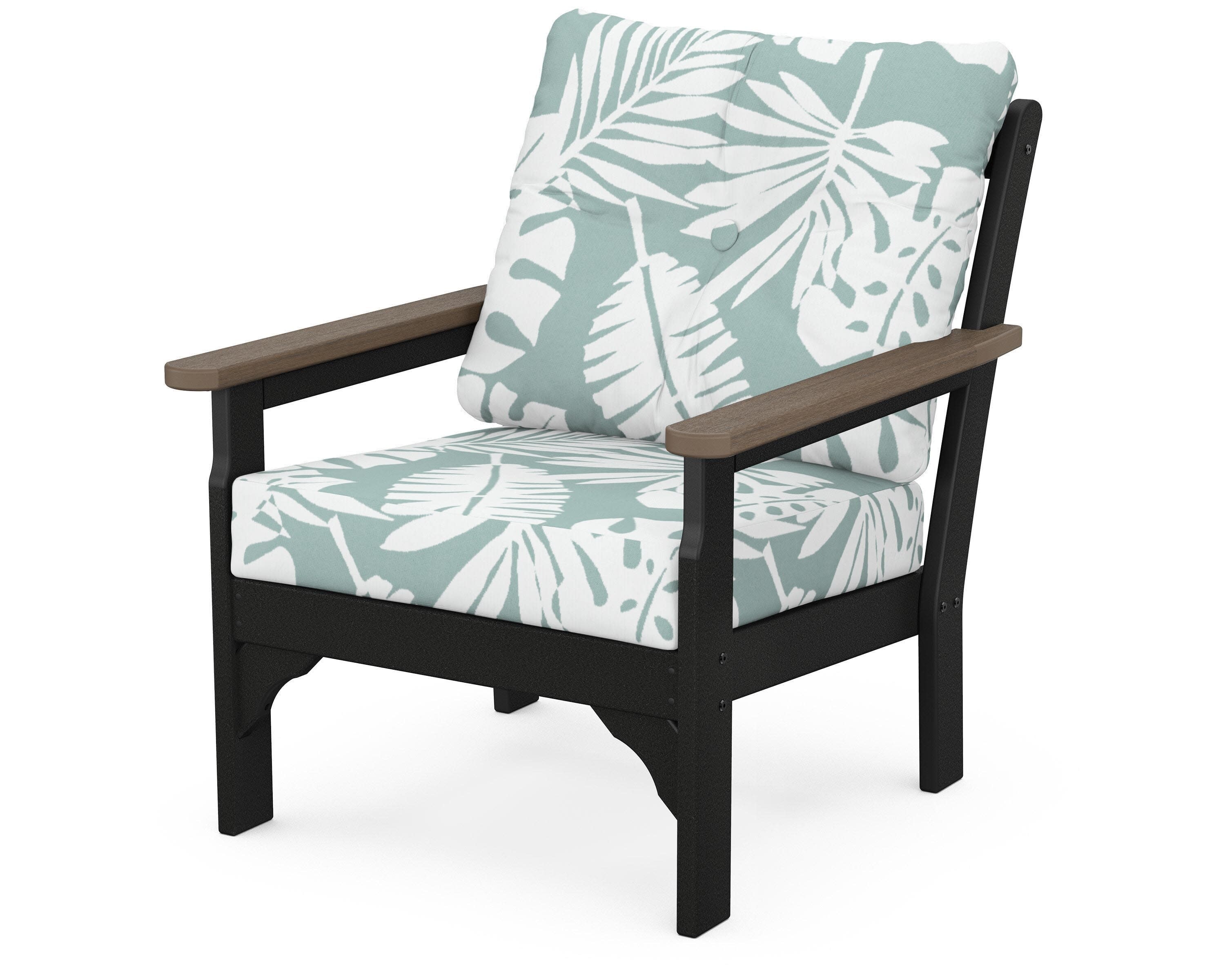 Vineyard Deep Seating Chair in White / Kona / Leaf Glacier Spa