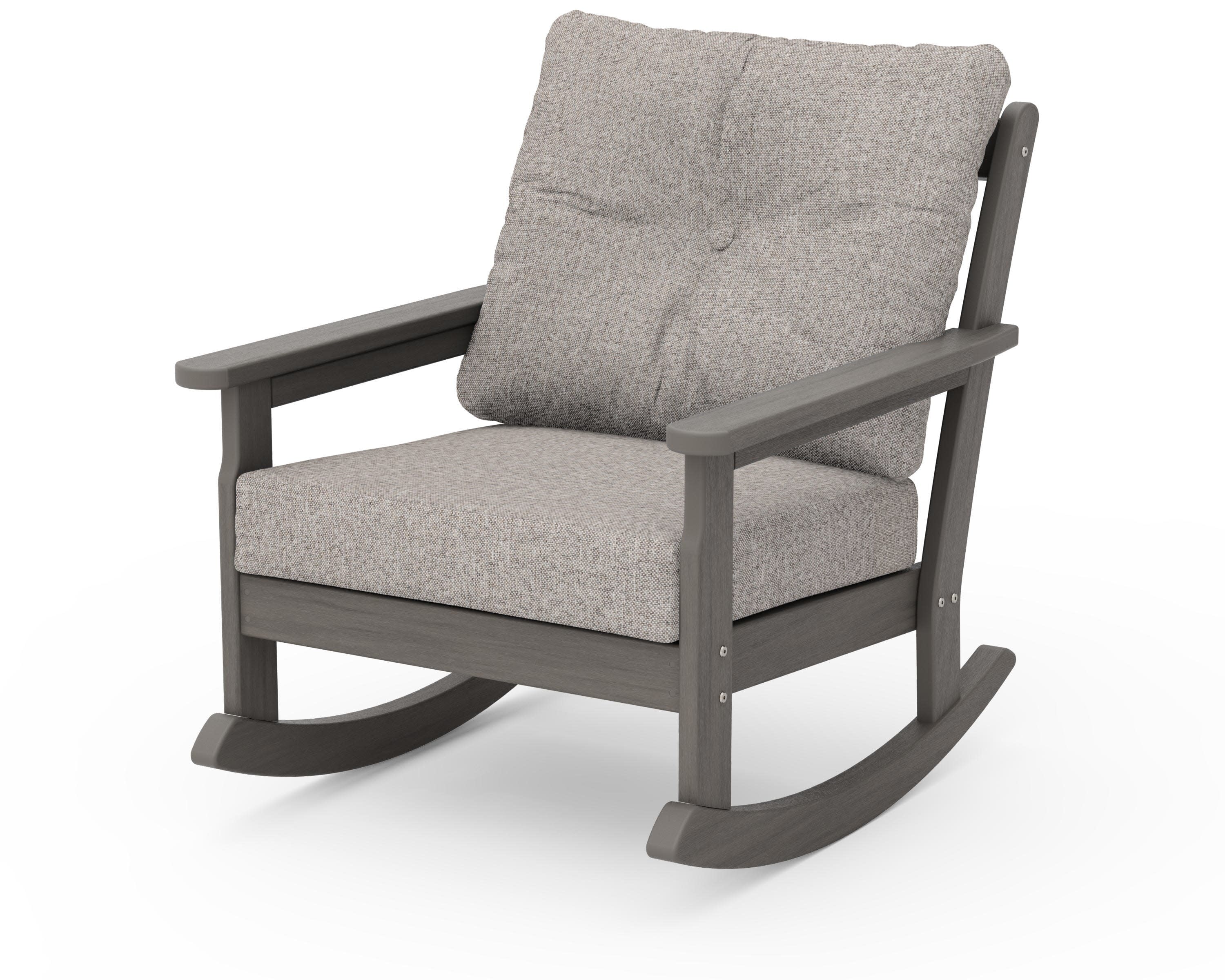 Vineyard Deep Seating Rocking Chair in Driftwood / Weathered Tweed
