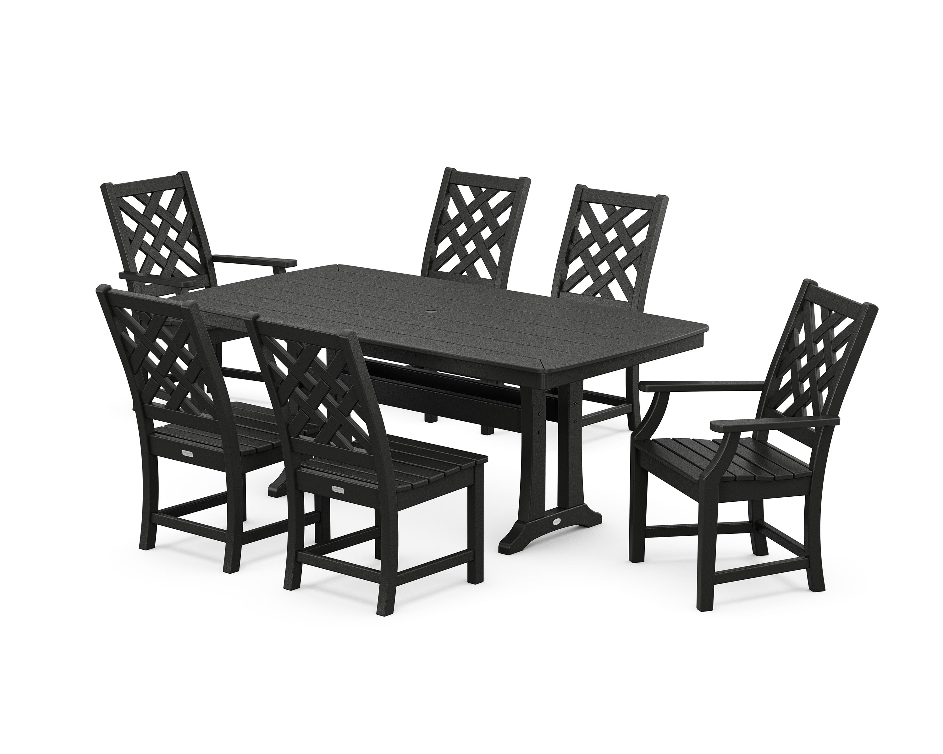 Wovendale 7-Piece Dining Set with Trestle Legs in Black