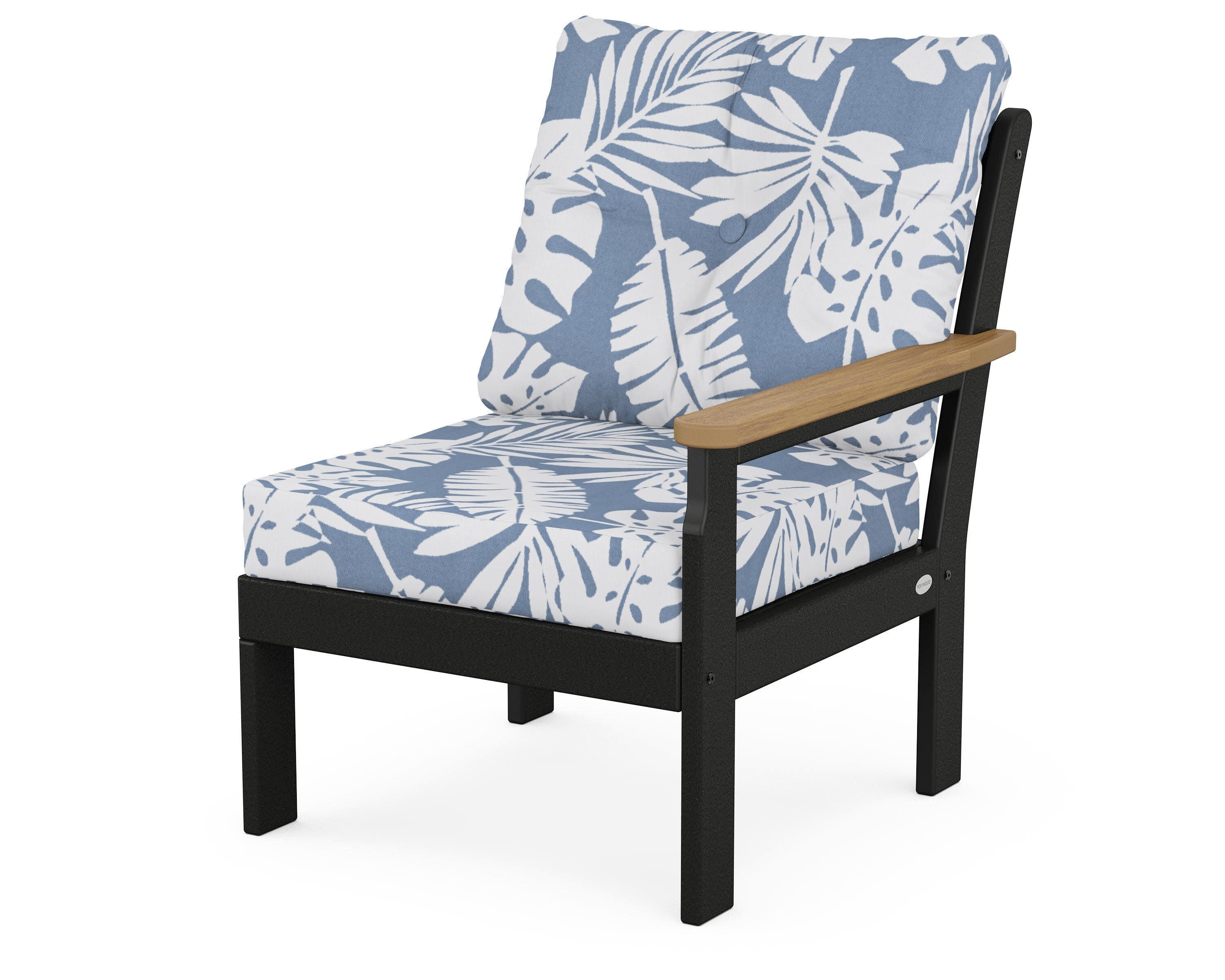 Vineyard Modular Right Arm Chair in Black / Natural / Leaf Sky Blue