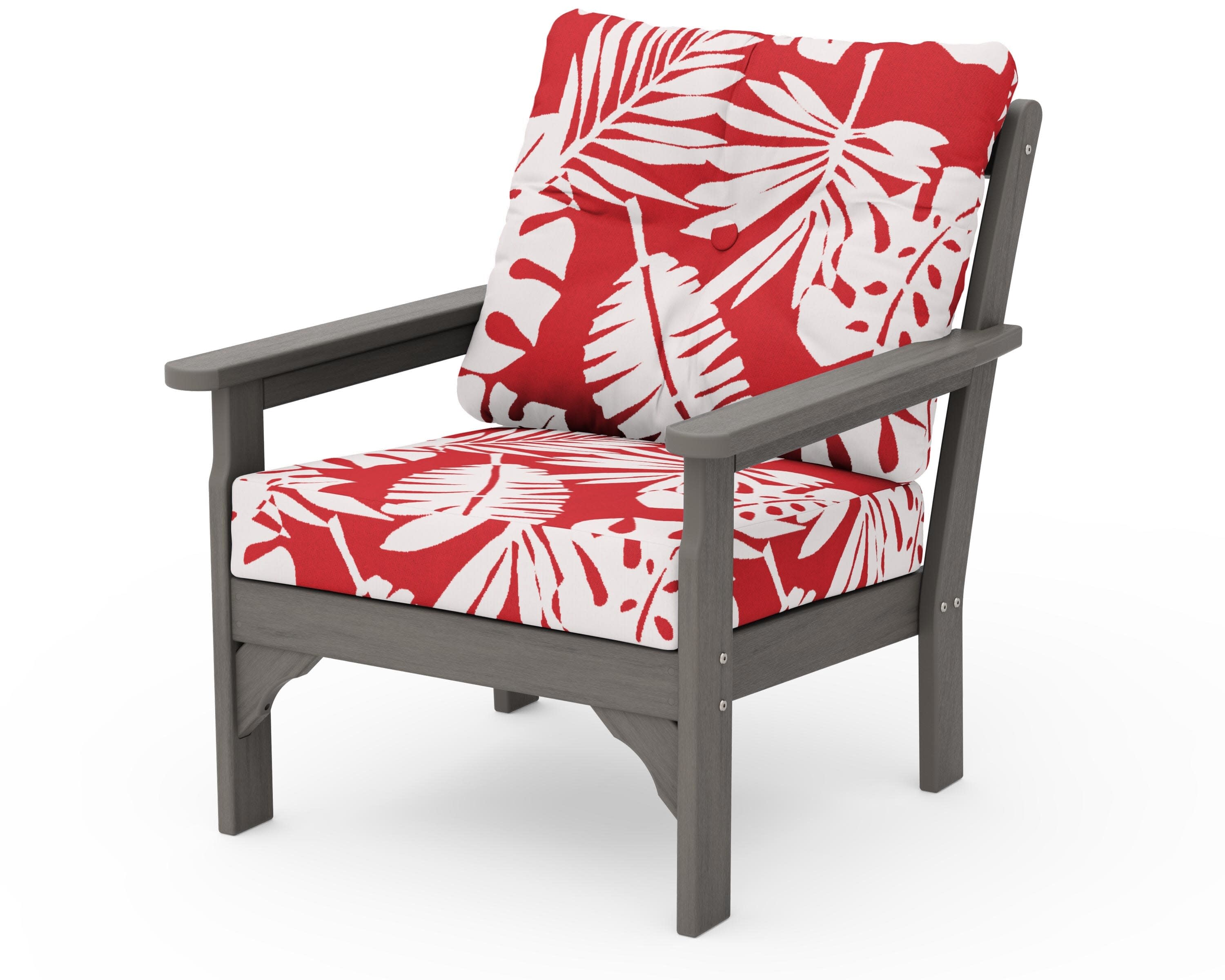 Vineyard Deep Seating Chair in Driftwood / Leaf Crimson