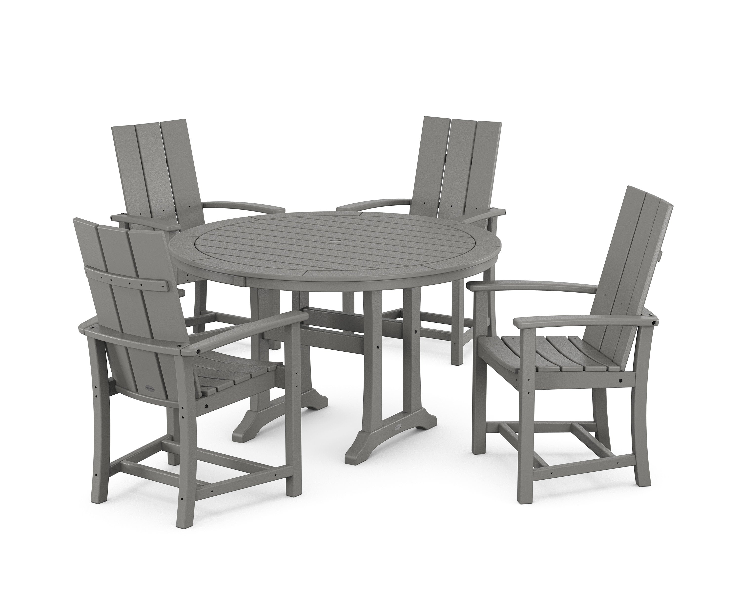 Modern Adirondack 5-Piece Round Dining Set with Trestle Legs in Slate Grey