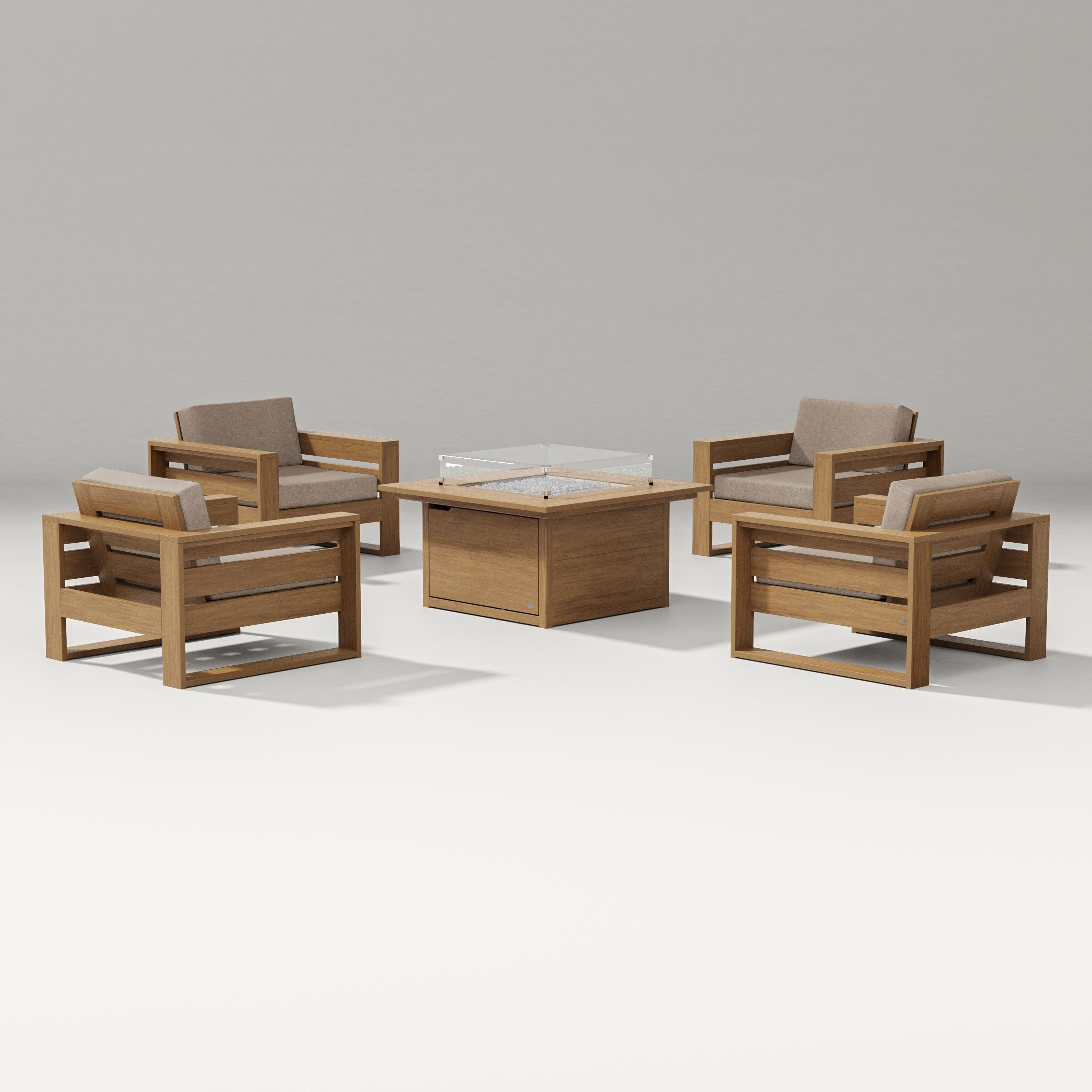 Latitude 5-Piece Lounge Fire Table Set in Natural / Spiced Burlap