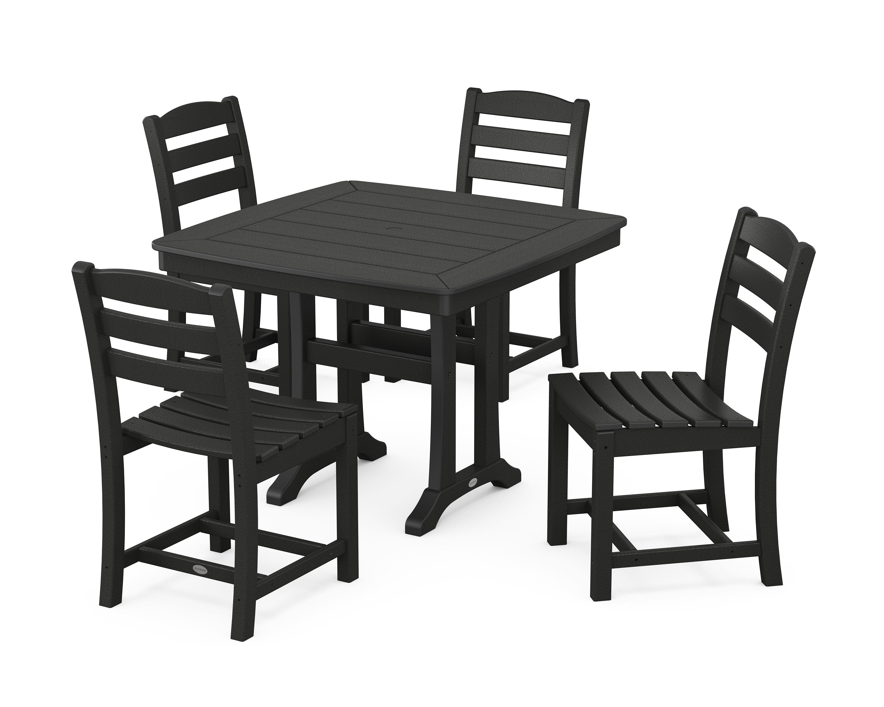 La Casa Caf Side Chair 5-Piece Dining Set with Trestle Legs in Black
