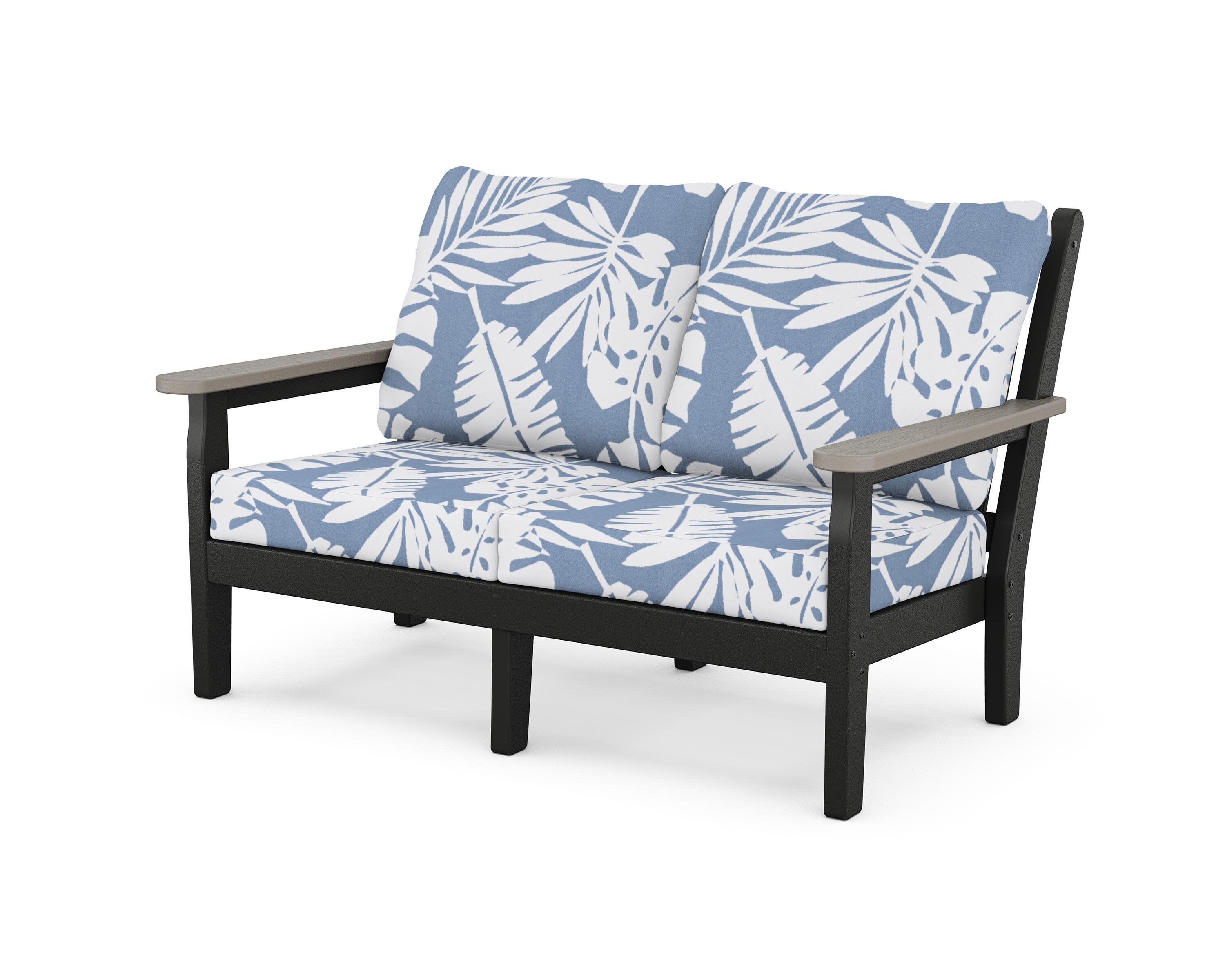 Chippendale Deep Seating Loveseat in Black / Driftwood / Leaf Sky Blue