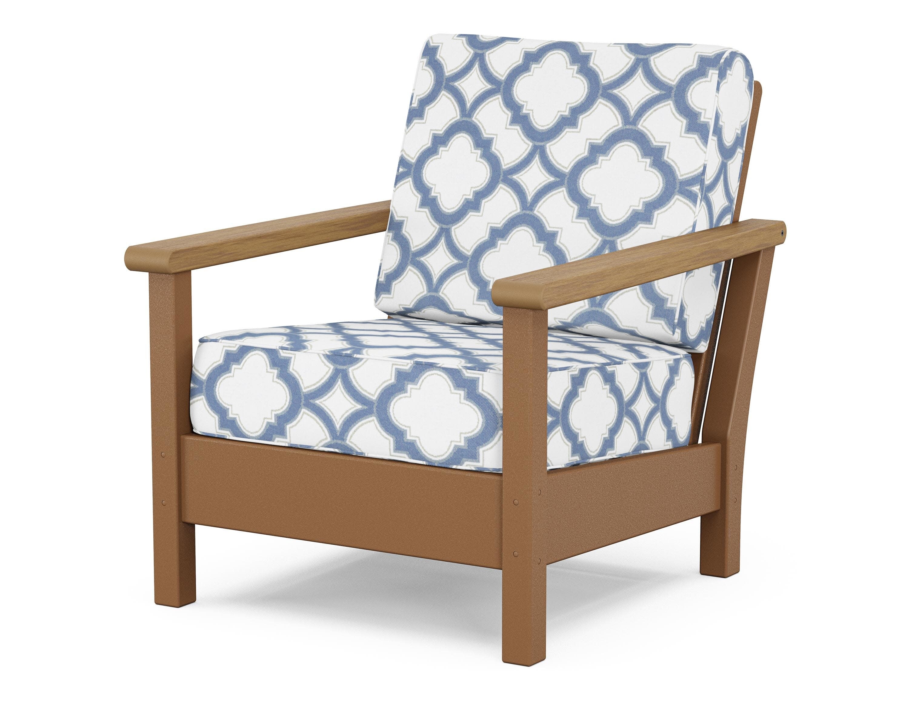 Harbour Deep Seating Chair in Teak / Natural / Trellis Sky Blue