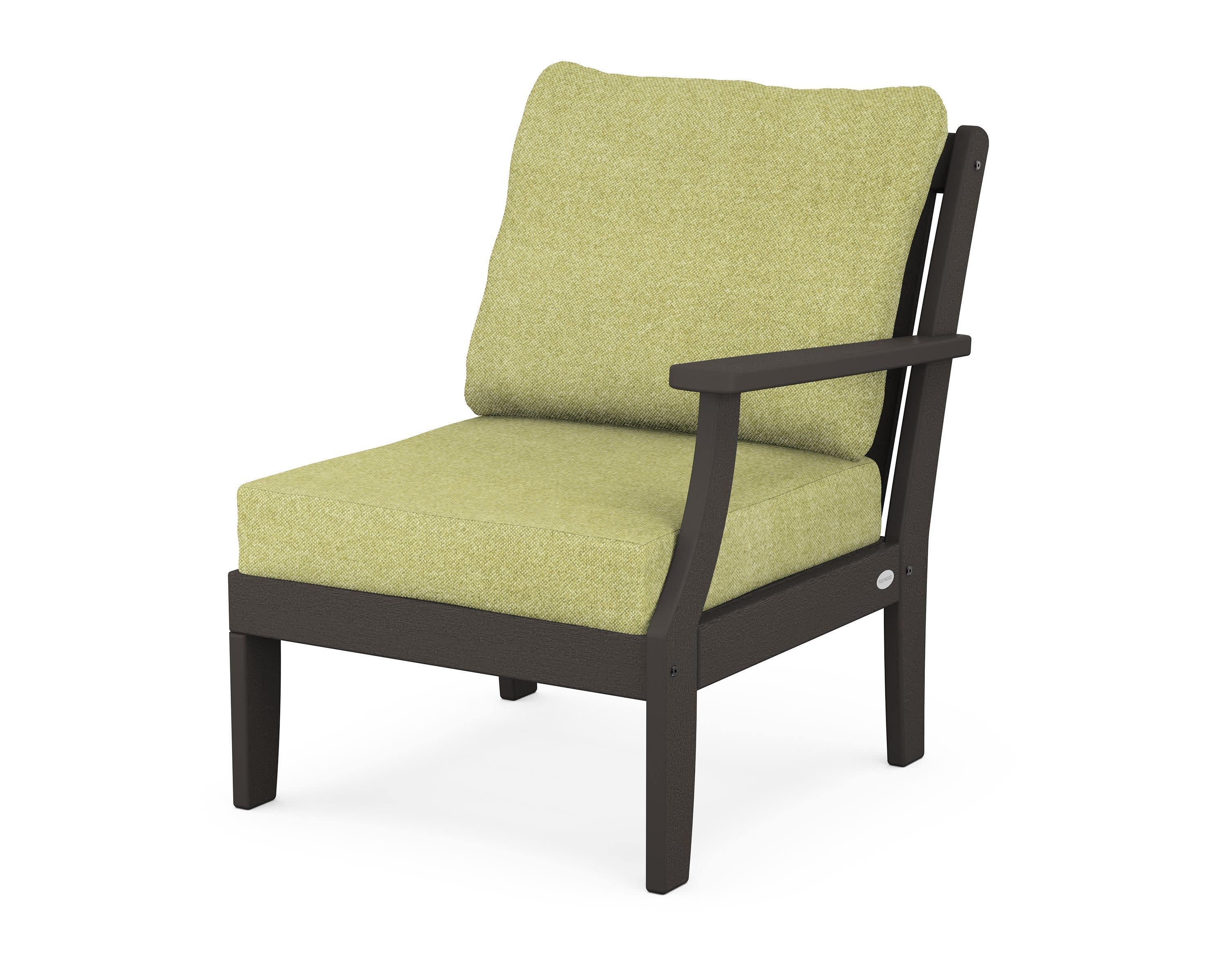 Braxton Modular Right Arm Chair in Vintage Coffee / Chartreuse Boucle
