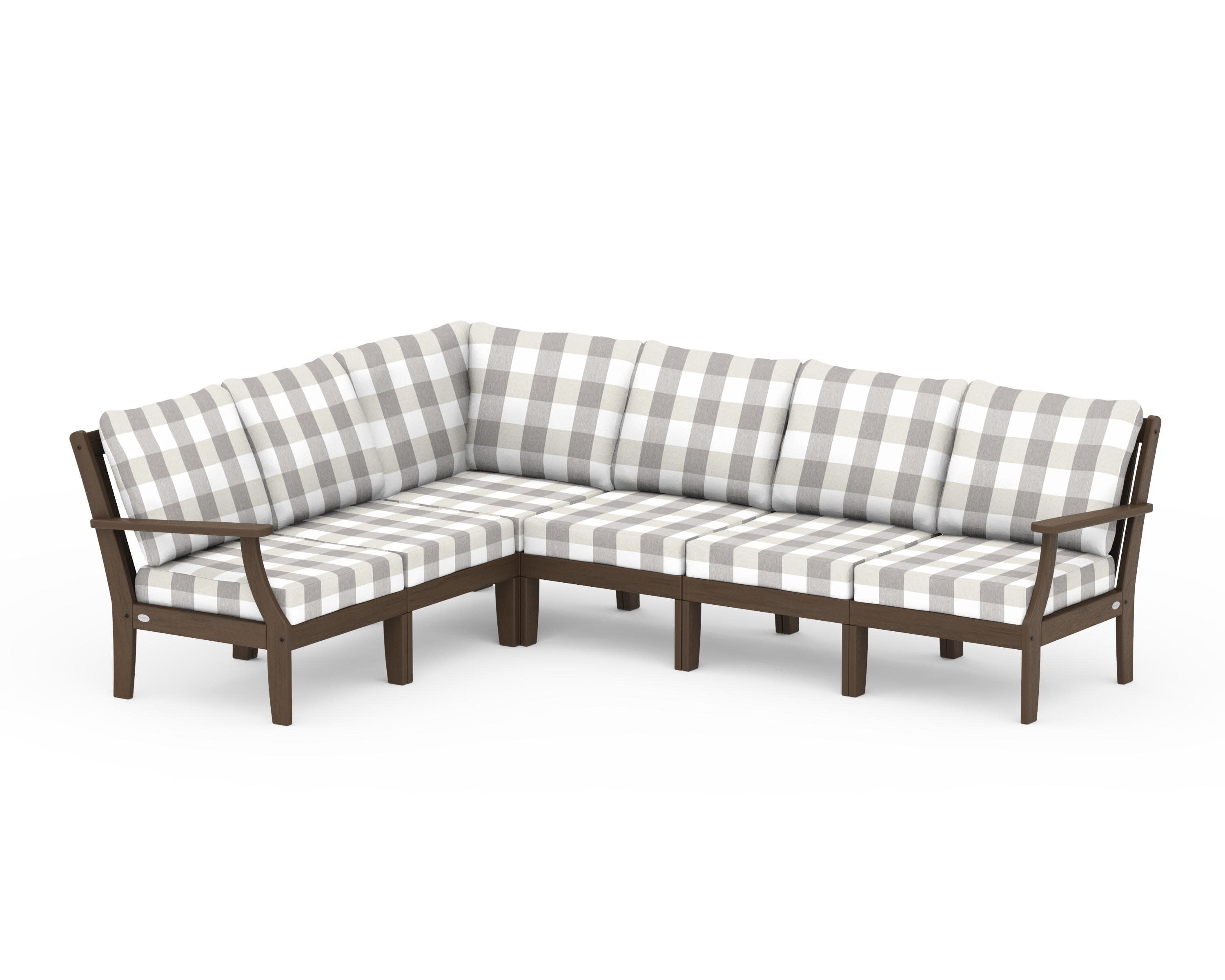 Braxton Modular 6-Piece Deep Seating Set in Kona / Buffalo Plaid Grey Mist
