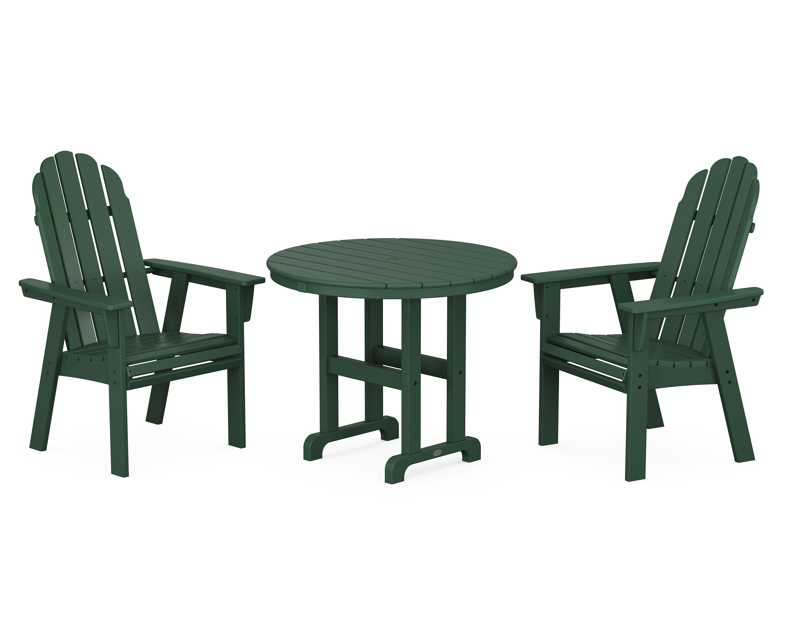 Vineyard Adirondack 3-Piece Round Dining Set in Green