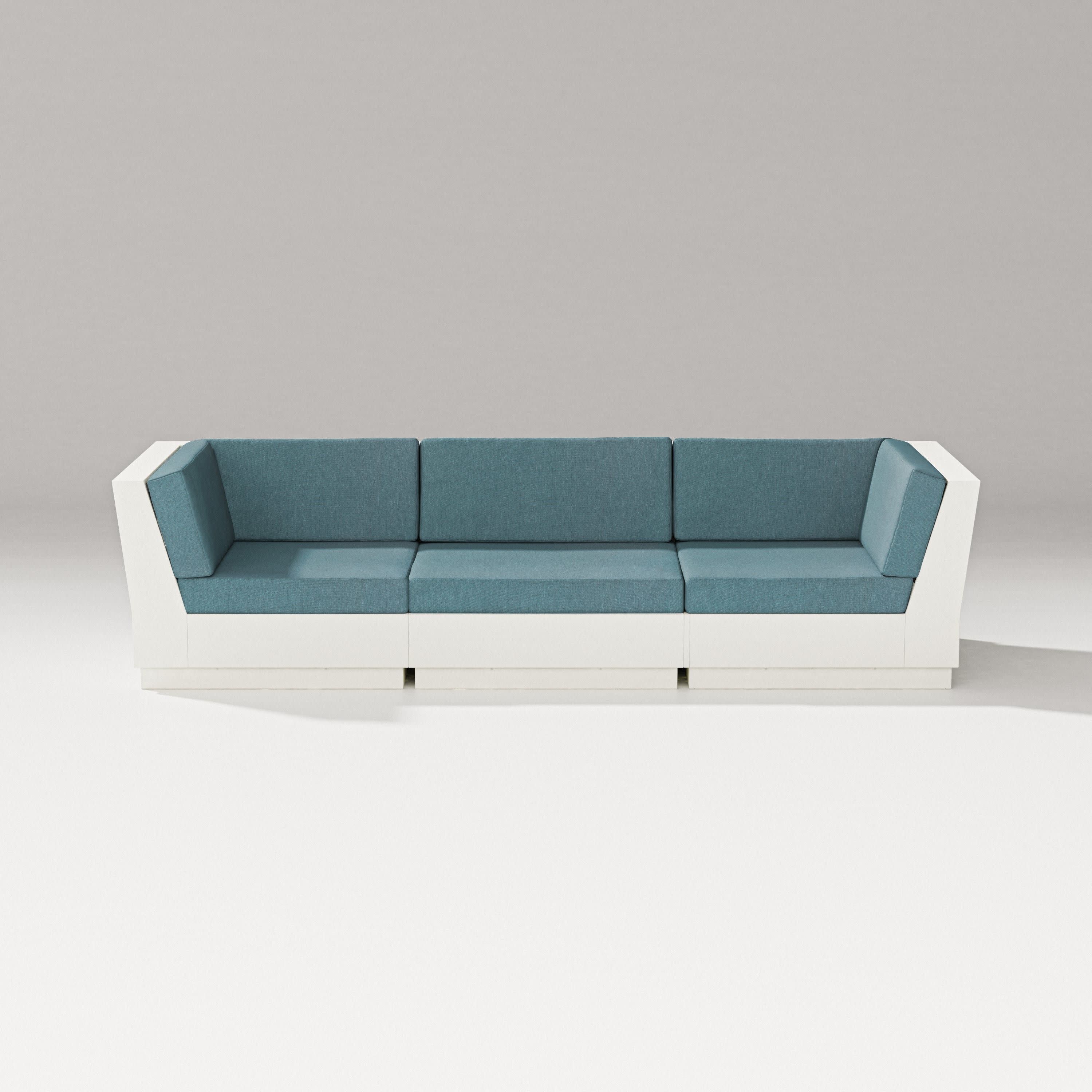 Elevate Sofa Sectional in Vintage White / Ocean Teal