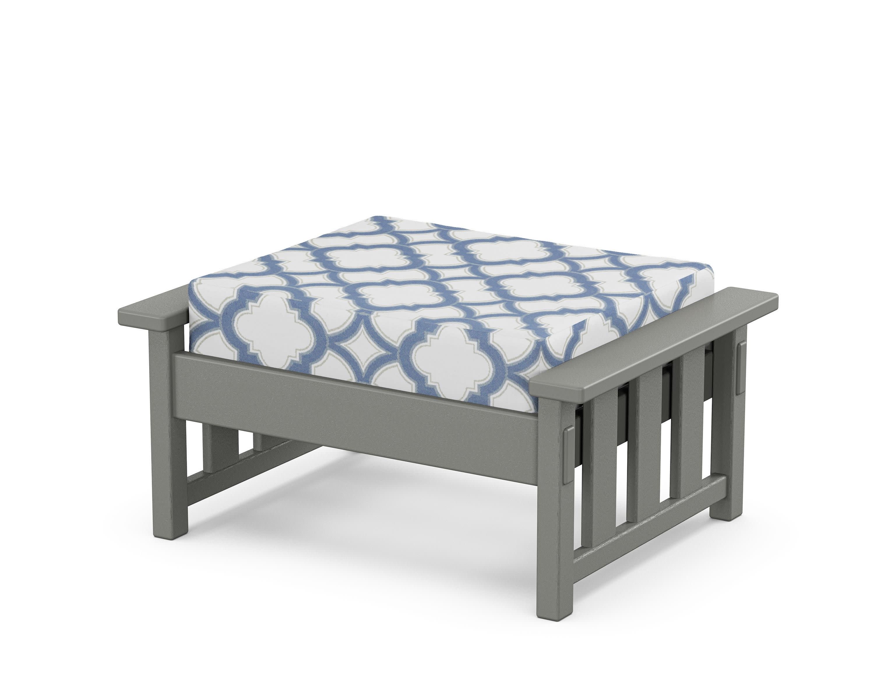 Acadia Deep Seating Ottoman in Slate Grey / Trellis Sky Blue