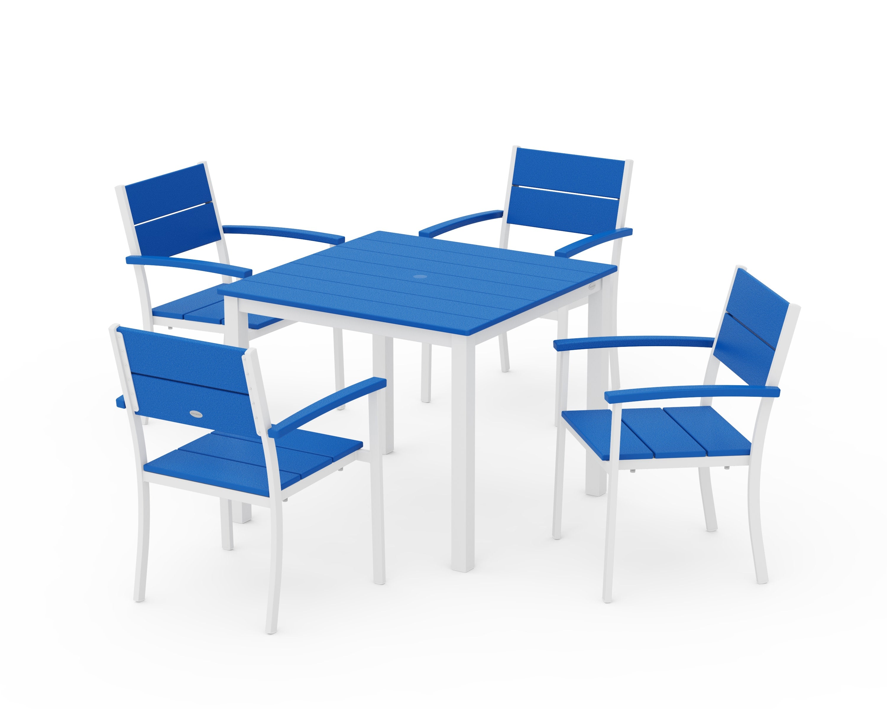 Main Street 5-Piece Dining Set in White / Pacific Blue