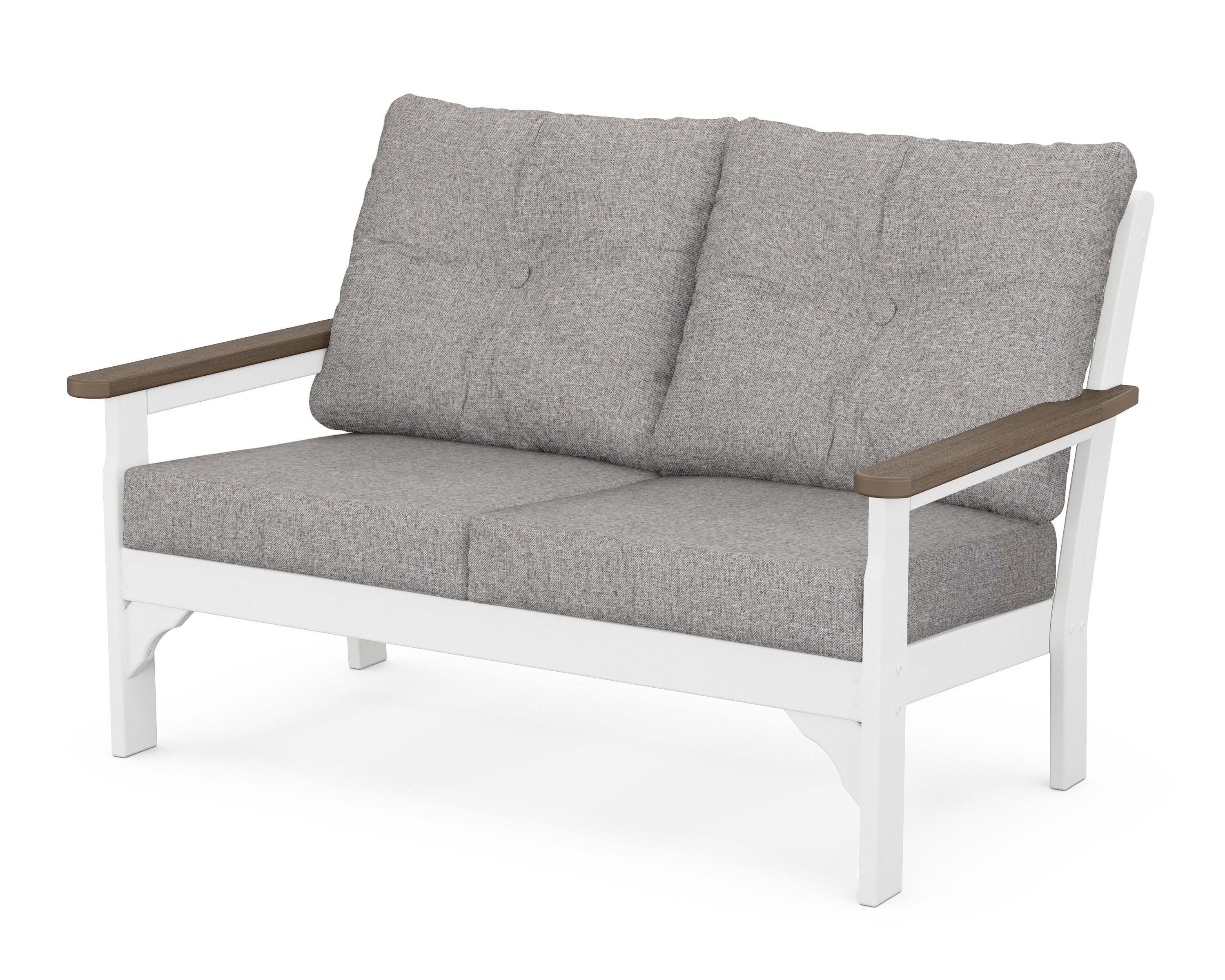 Vineyard Deep Seating Loveseat in White / Kona / Grey Mist
