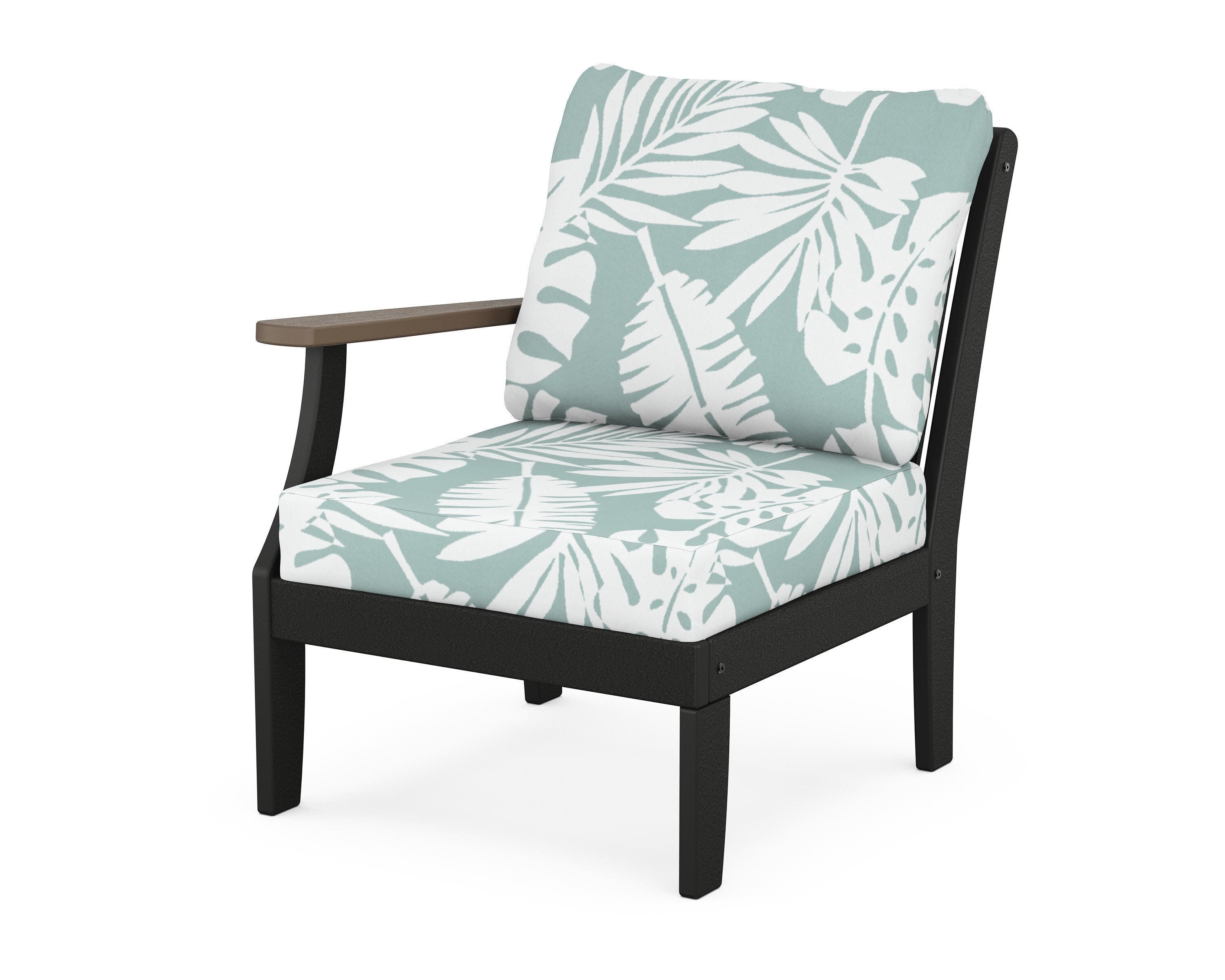 Braxton Modular Left Arm Chair in Black / Kona / Leaf Glacier Spa
