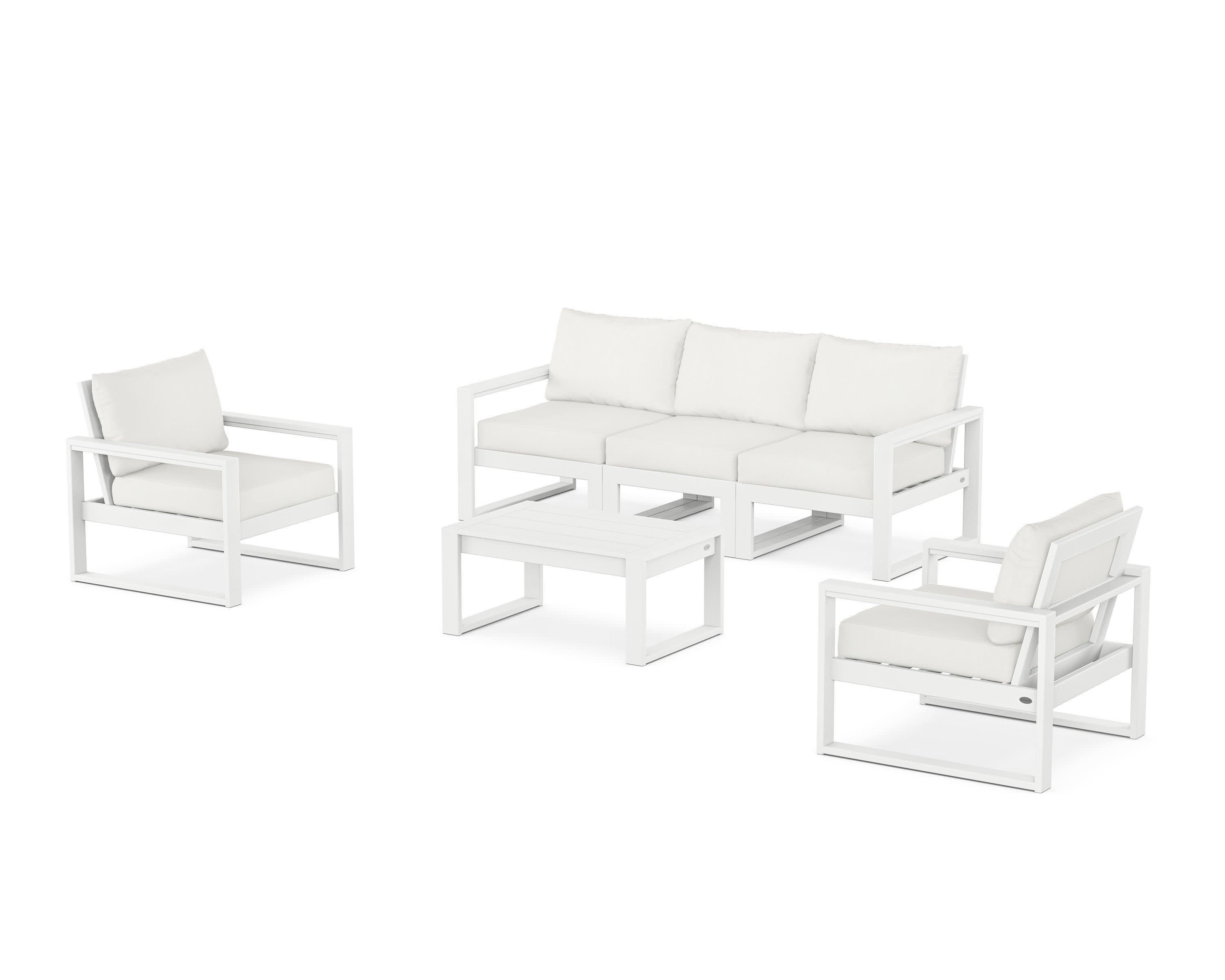 EDGE Sectional 4-Piece Deep Seating Set with Sofa in White / Natural Linen