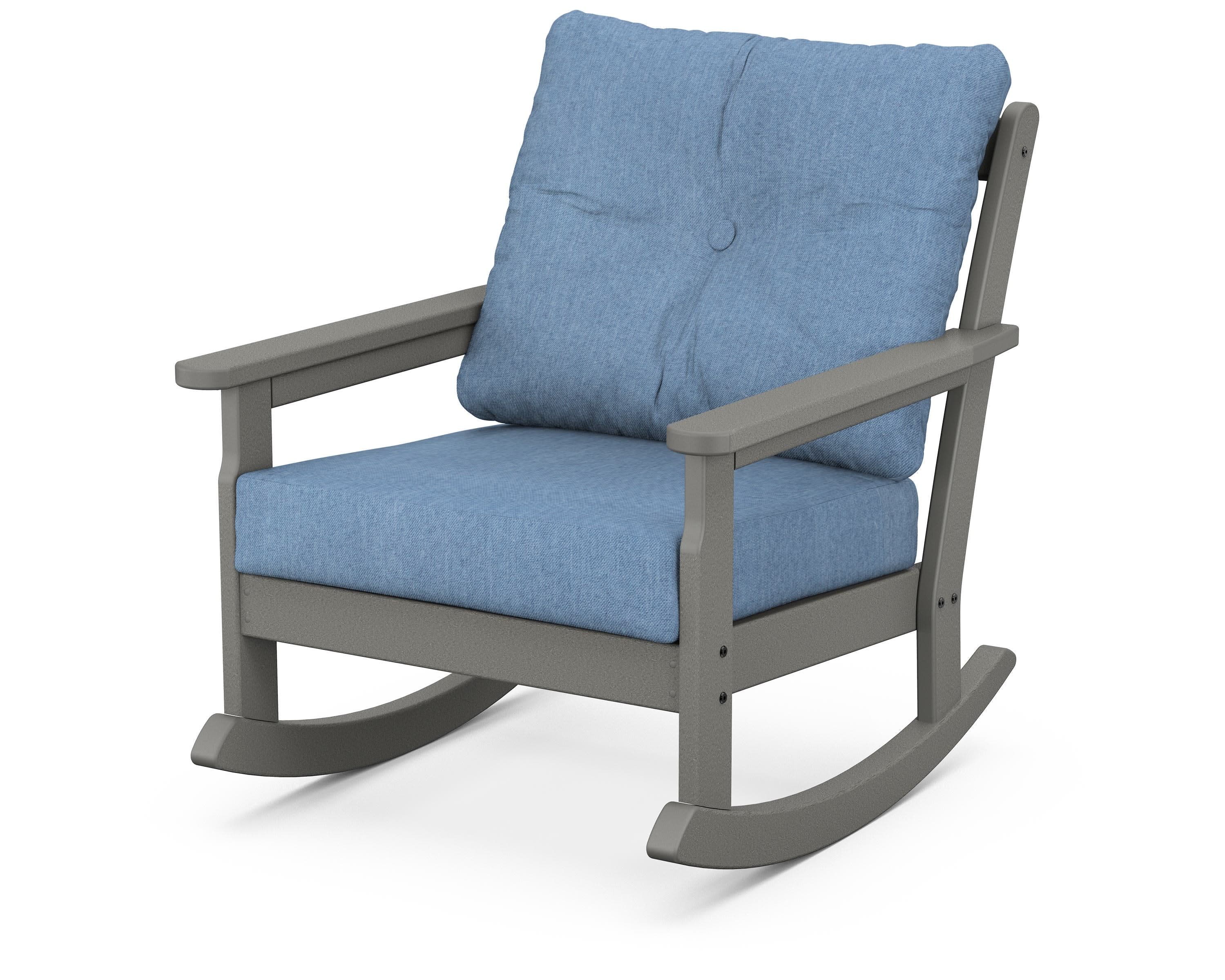 Vineyard Deep Seating Rocking Chair in Slate Grey / Sky Blue