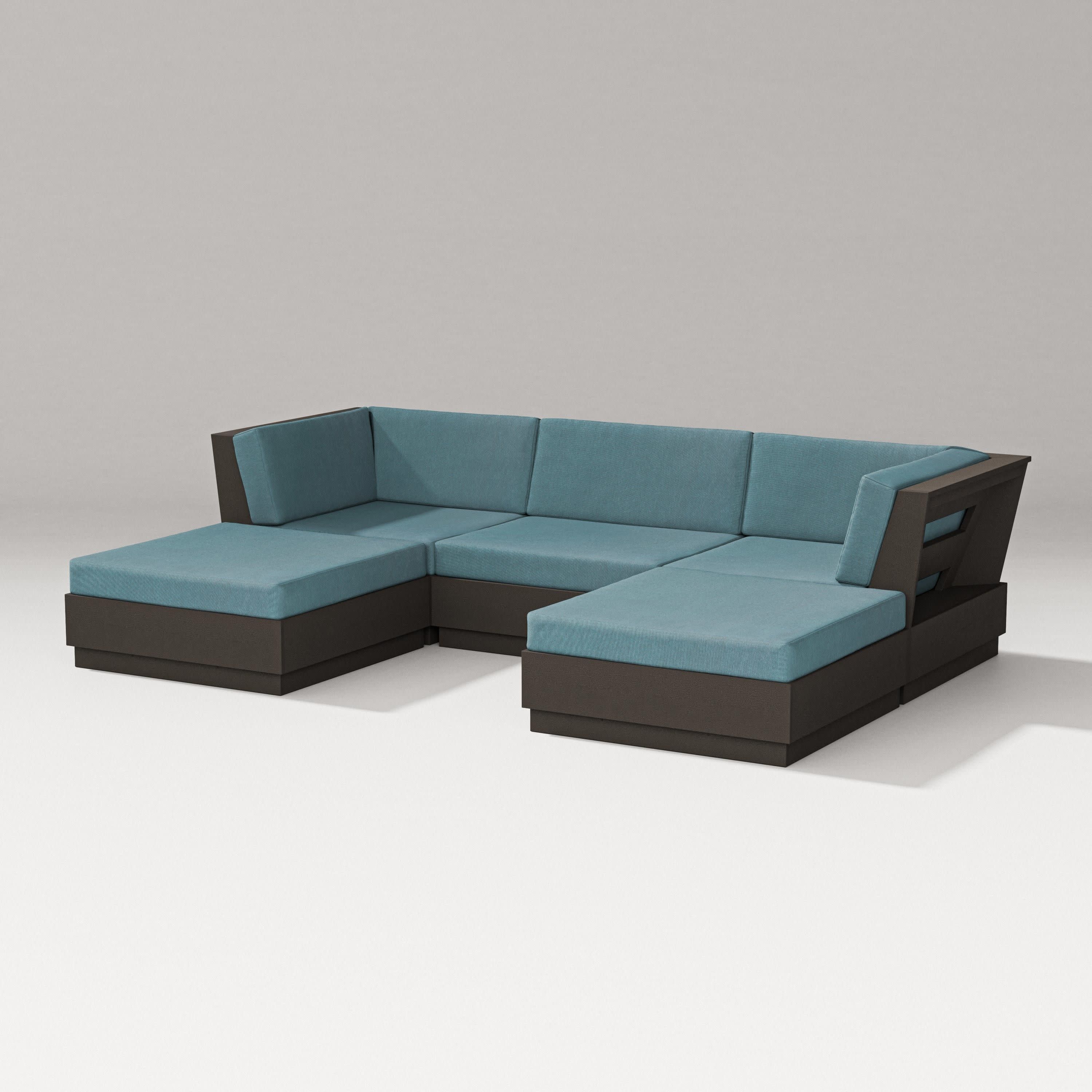 Elevate Double Chaise Sectional in Vintage Coffee / Ocean Teal