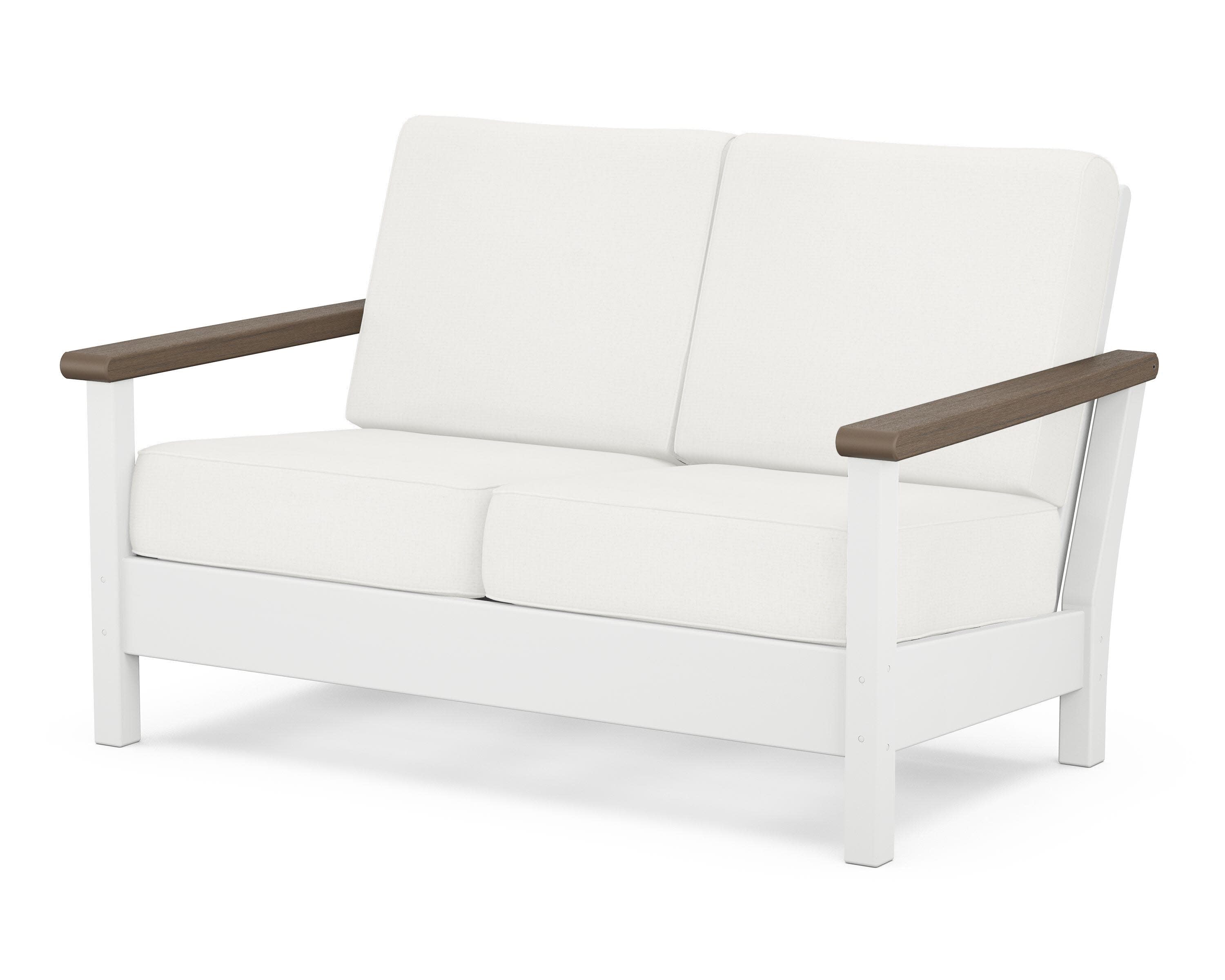 Harbour Deep Seating Loveseat in White / Kona / Natural Linen