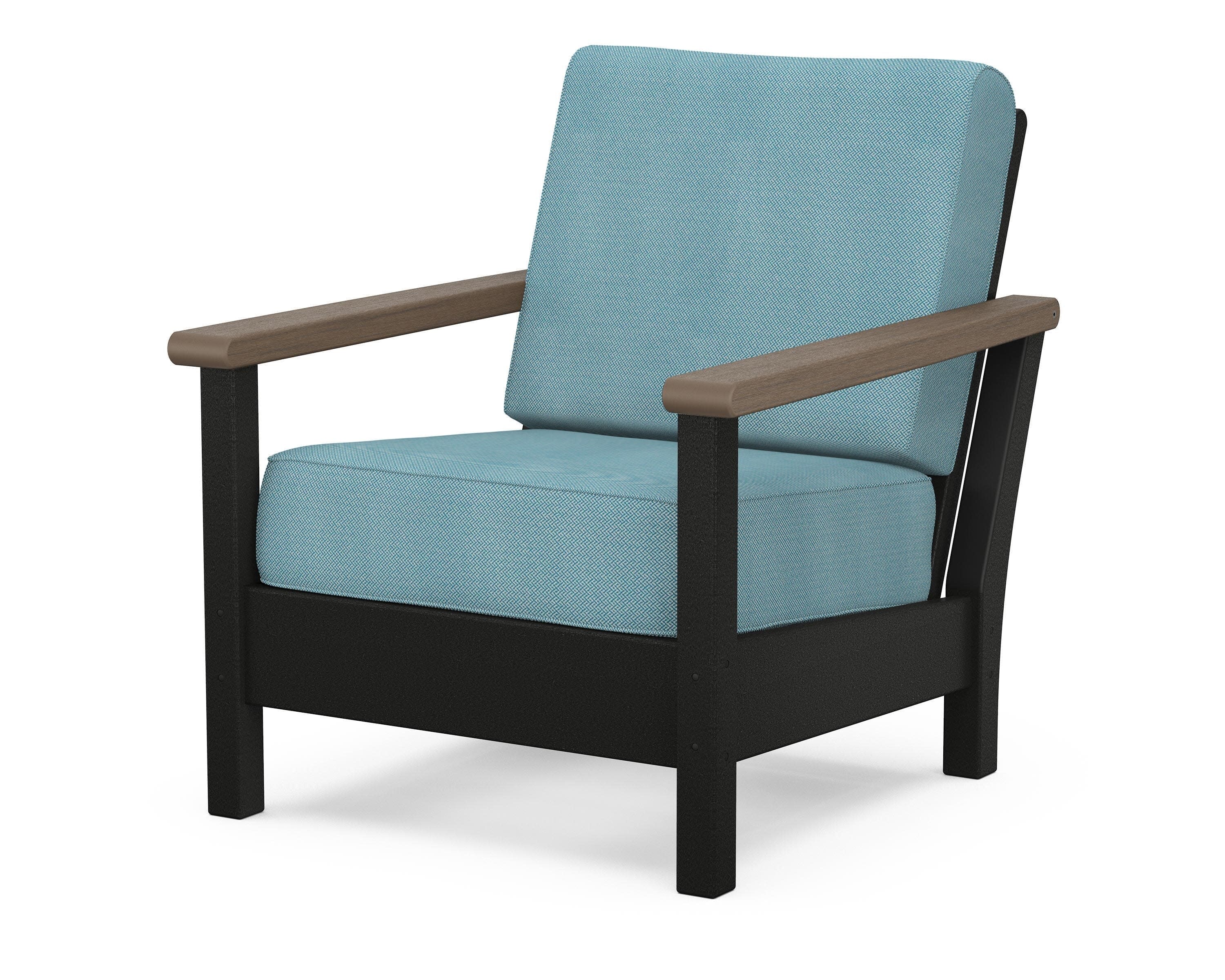 Harbour Deep Seating Chair in Black / Kona / Lattice Sky Blue