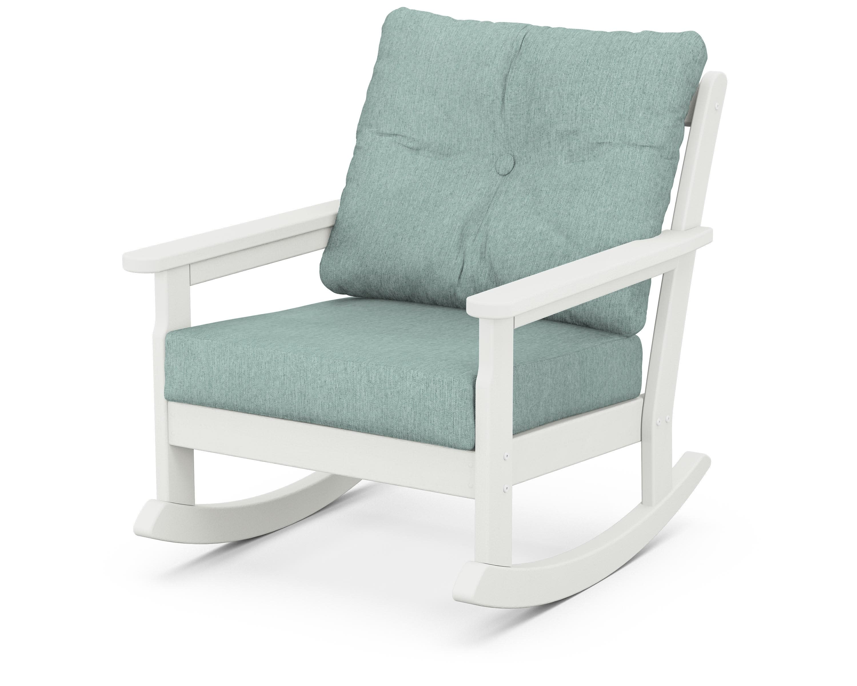 Vineyard Deep Seating Rocking Chair in Vintage White / Glacier Spa