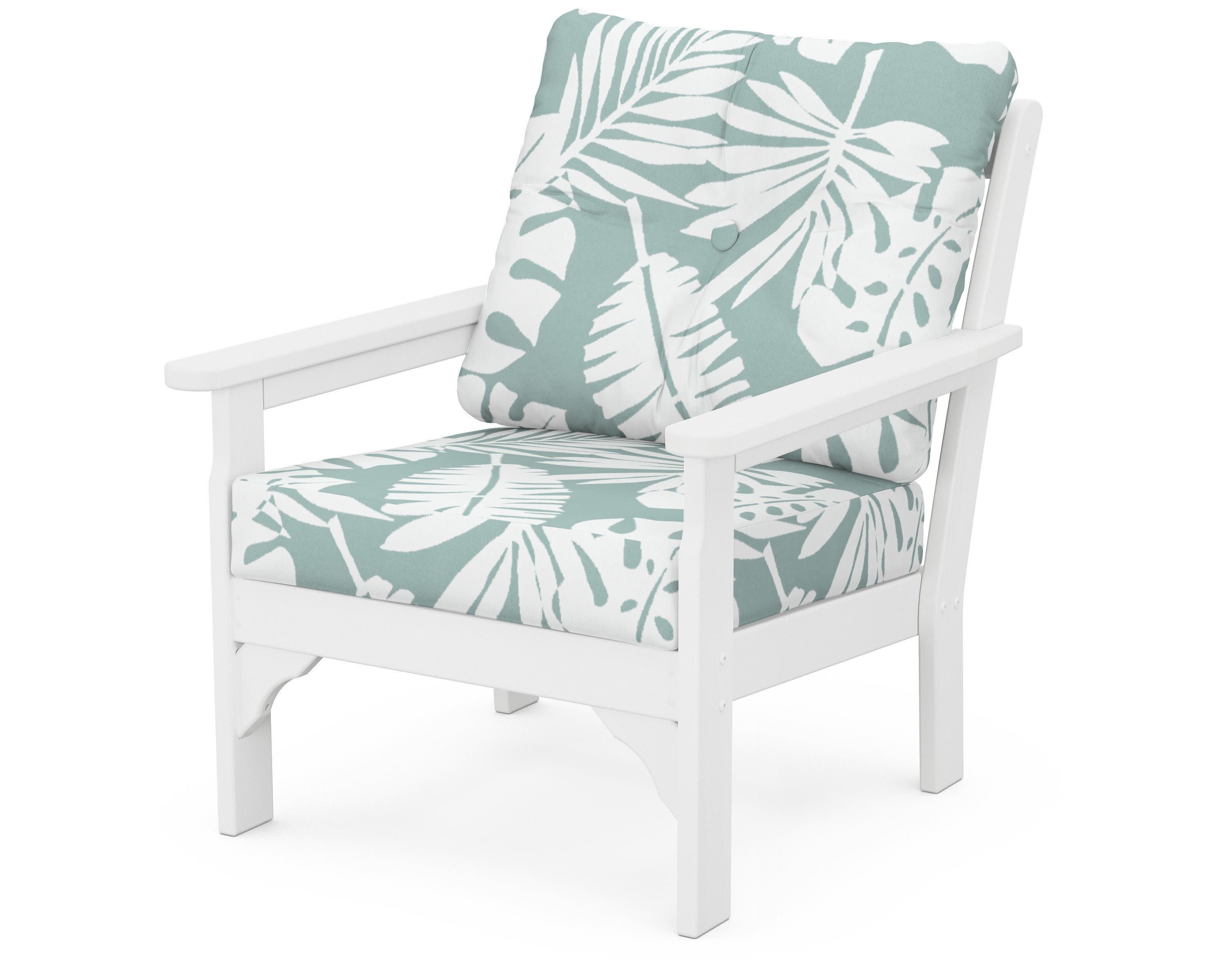 Vineyard Deep Seating Chair in White / Leaf Glacier Spa