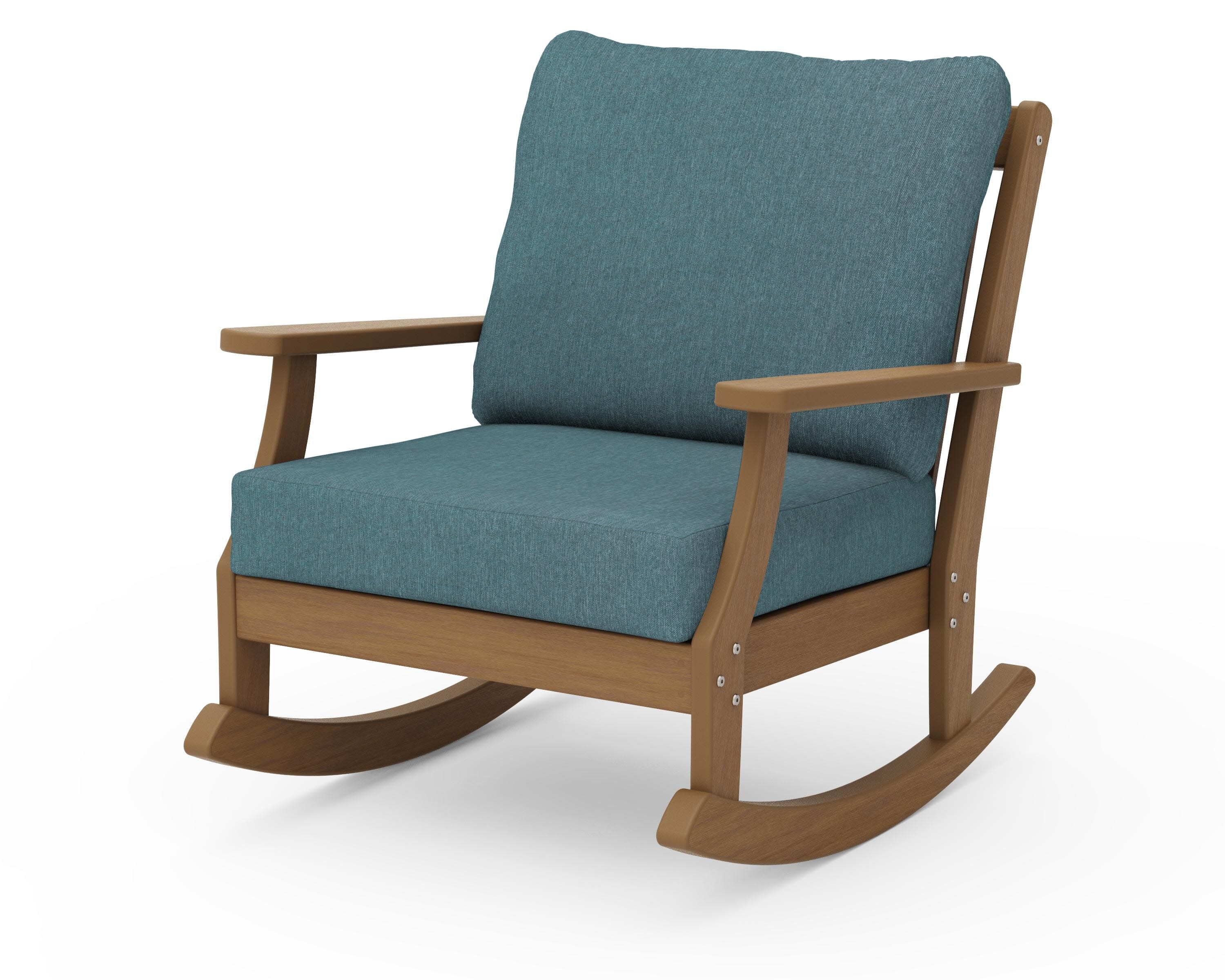 Braxton Deep Seating Rocking Chair in Natural / Ocean Teal