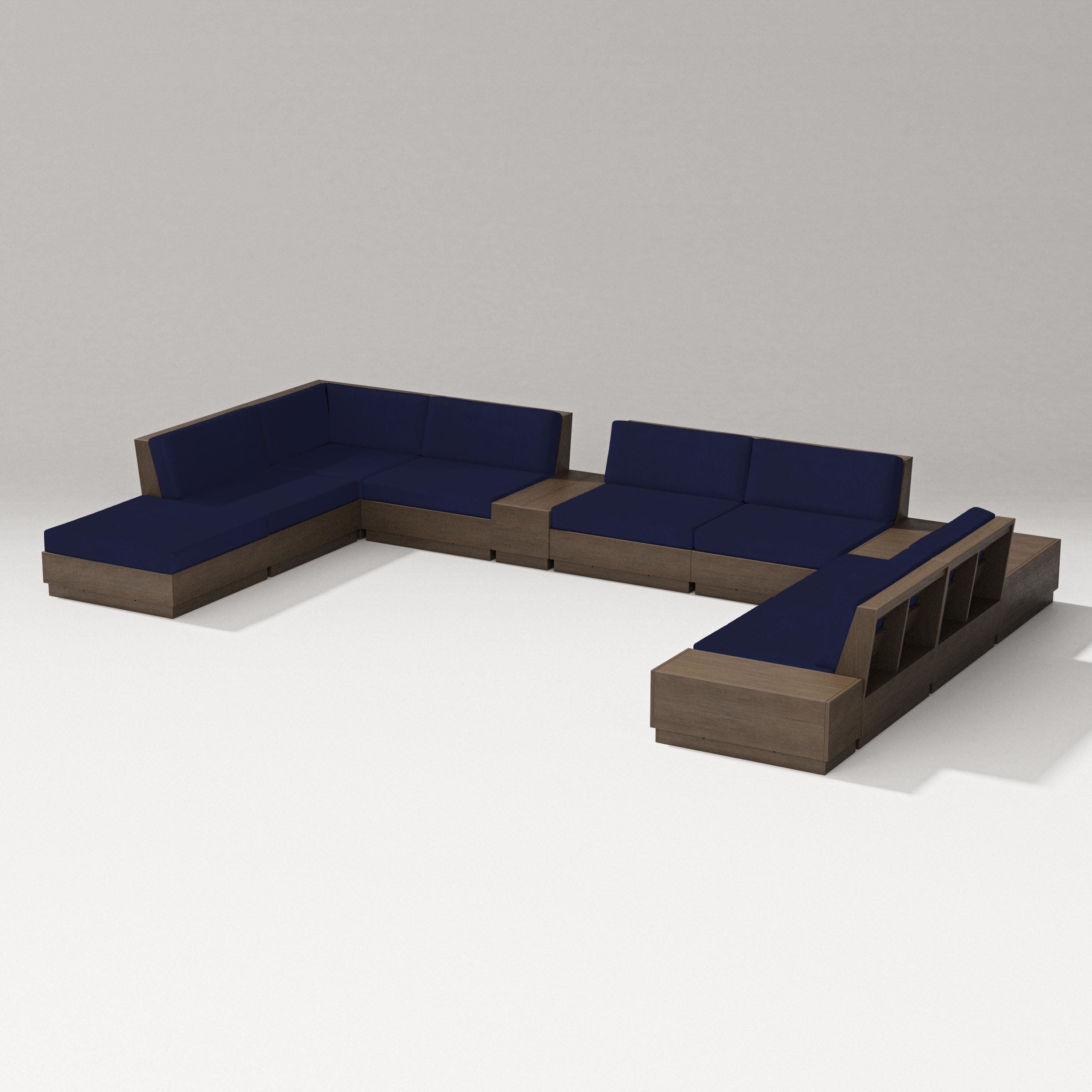 Elevate 11-Piece Conversation Sectional Set in Kona / Navy