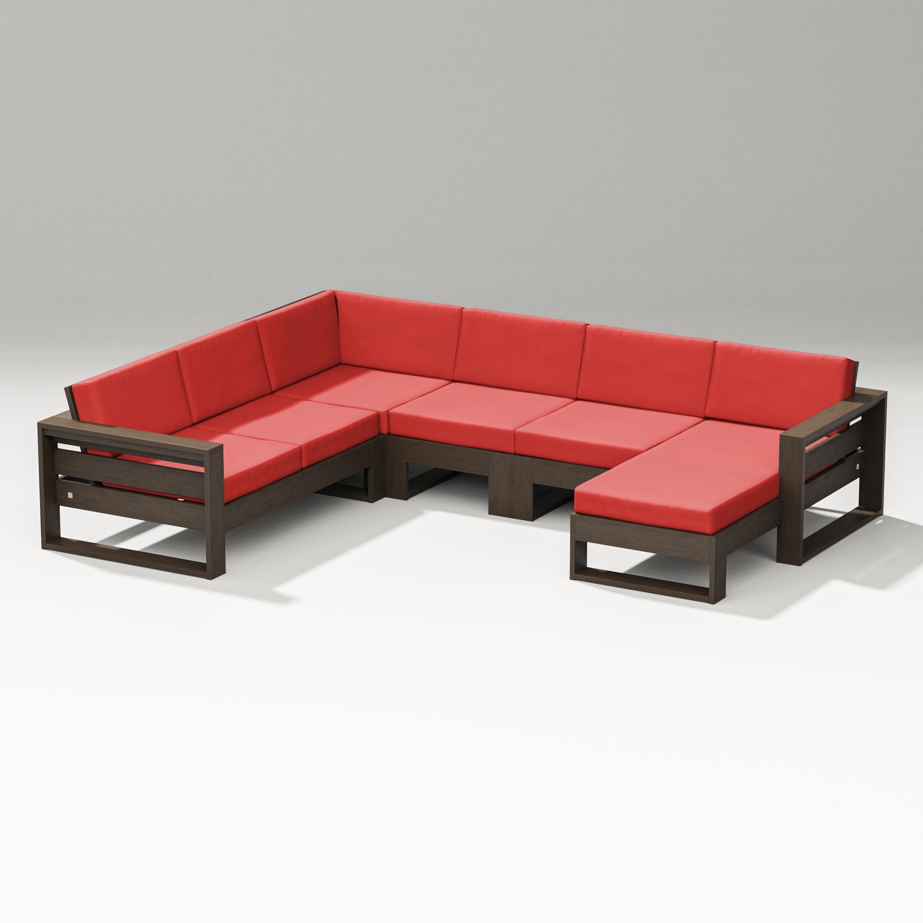 Latitude Corner Sectional with Right Chaise in Kona / Crimson Linen