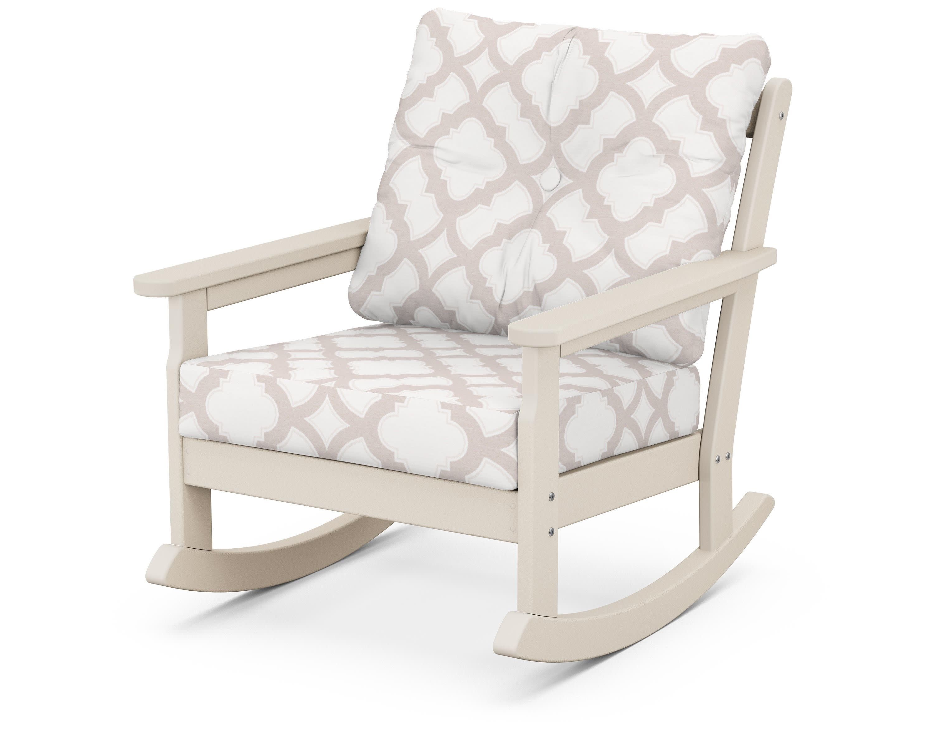 Vineyard Deep Seating Rocking Chair in Sand / Trellis Dune Burlap