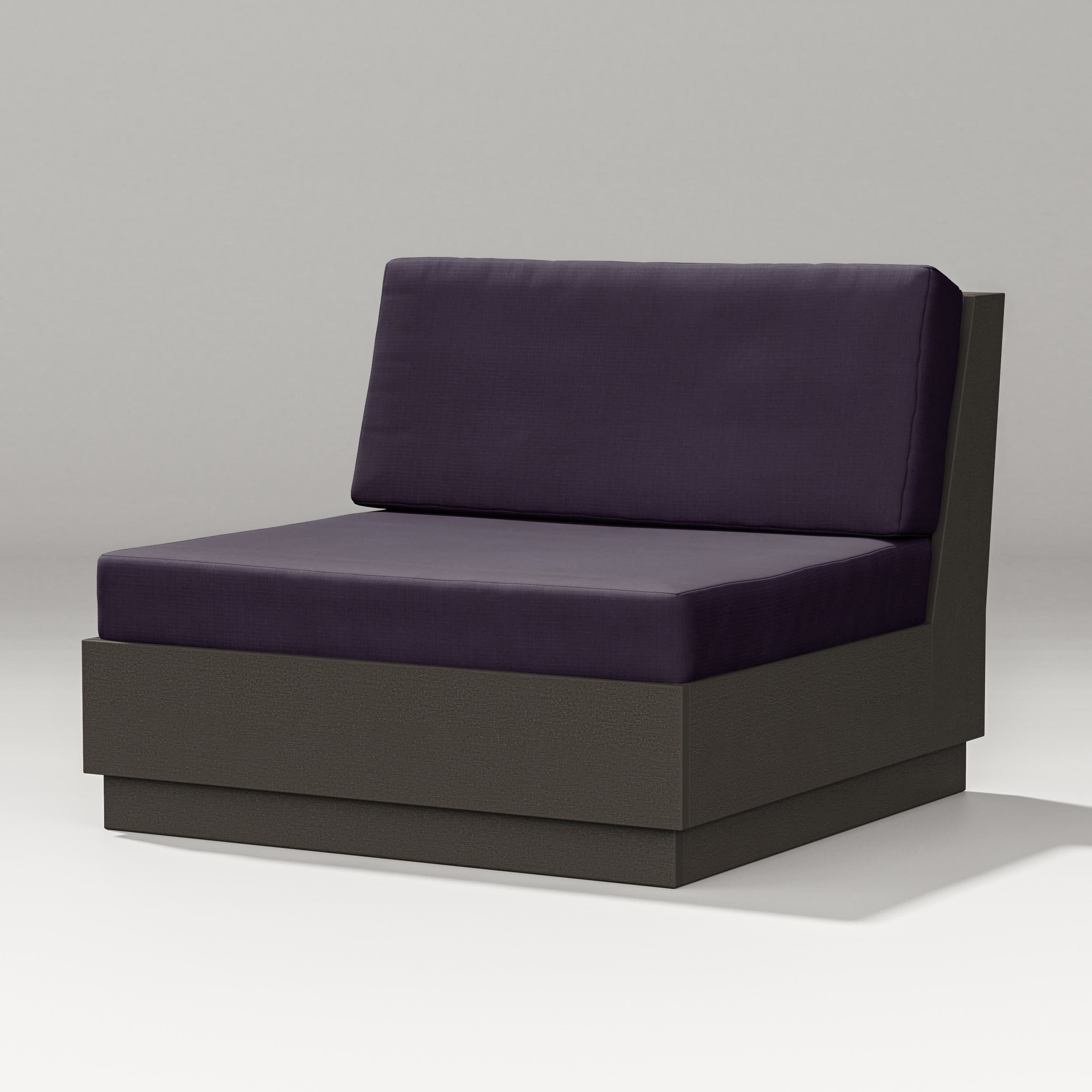 Elevate Modular Armless Chair in Vintage Coffee / Navy Linen