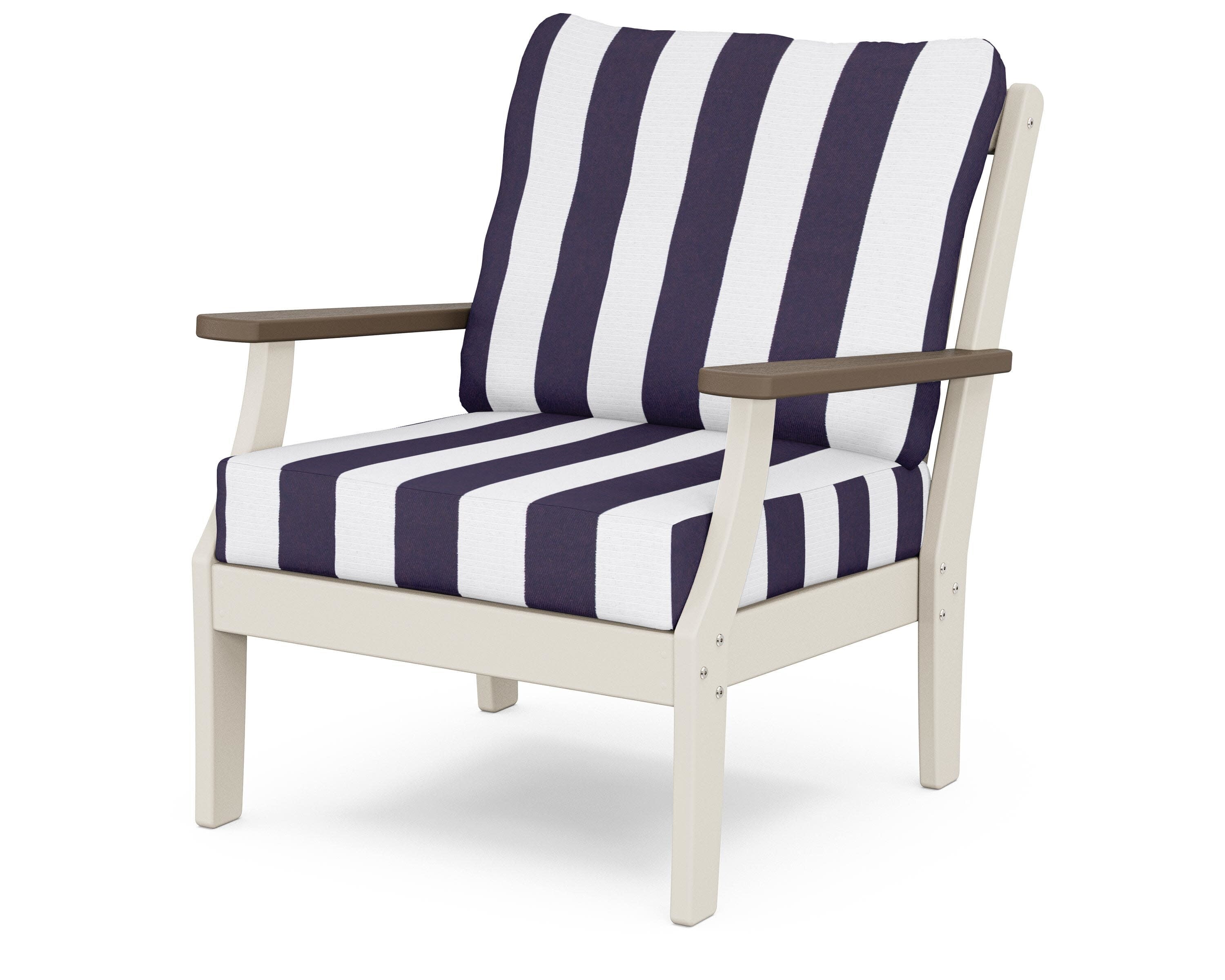 Braxton Deep Seating Chair in Sand / Kona / Cabana Stripe Navy