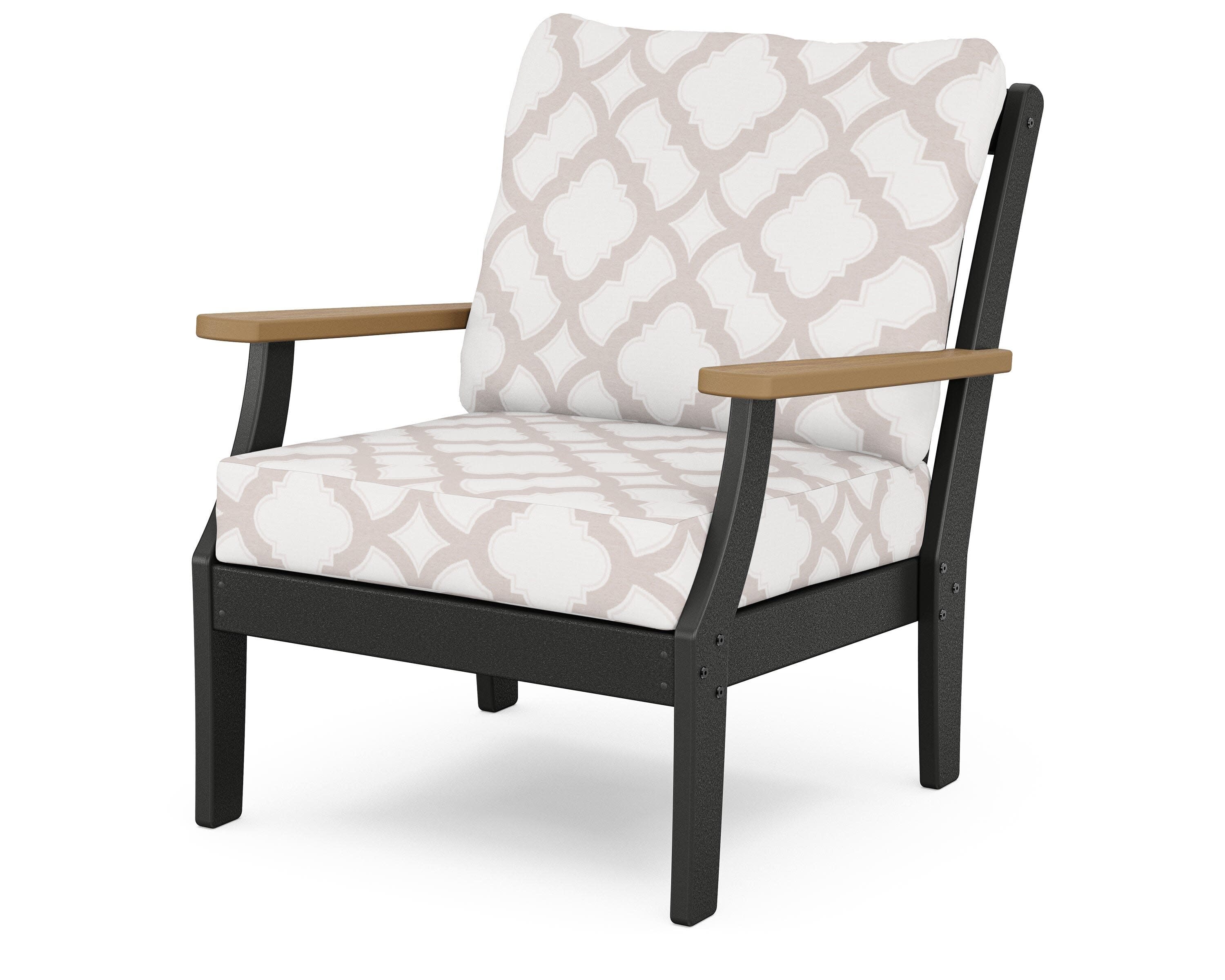 Braxton Deep Seating Chair in Black / Natural / Trellis Dune Burlap