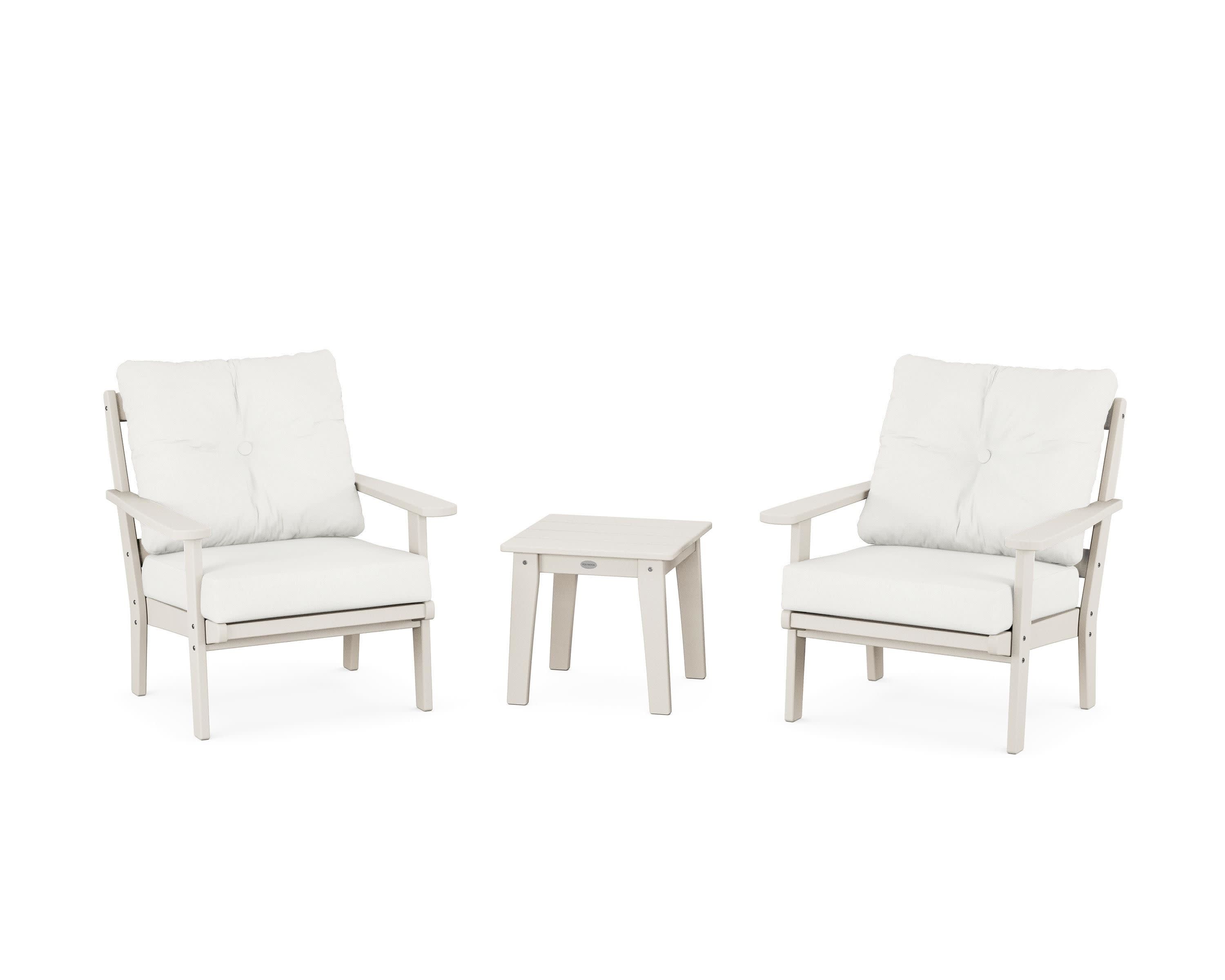 Mission 3-Piece Deep Seating Set in Sand / Natural Linen