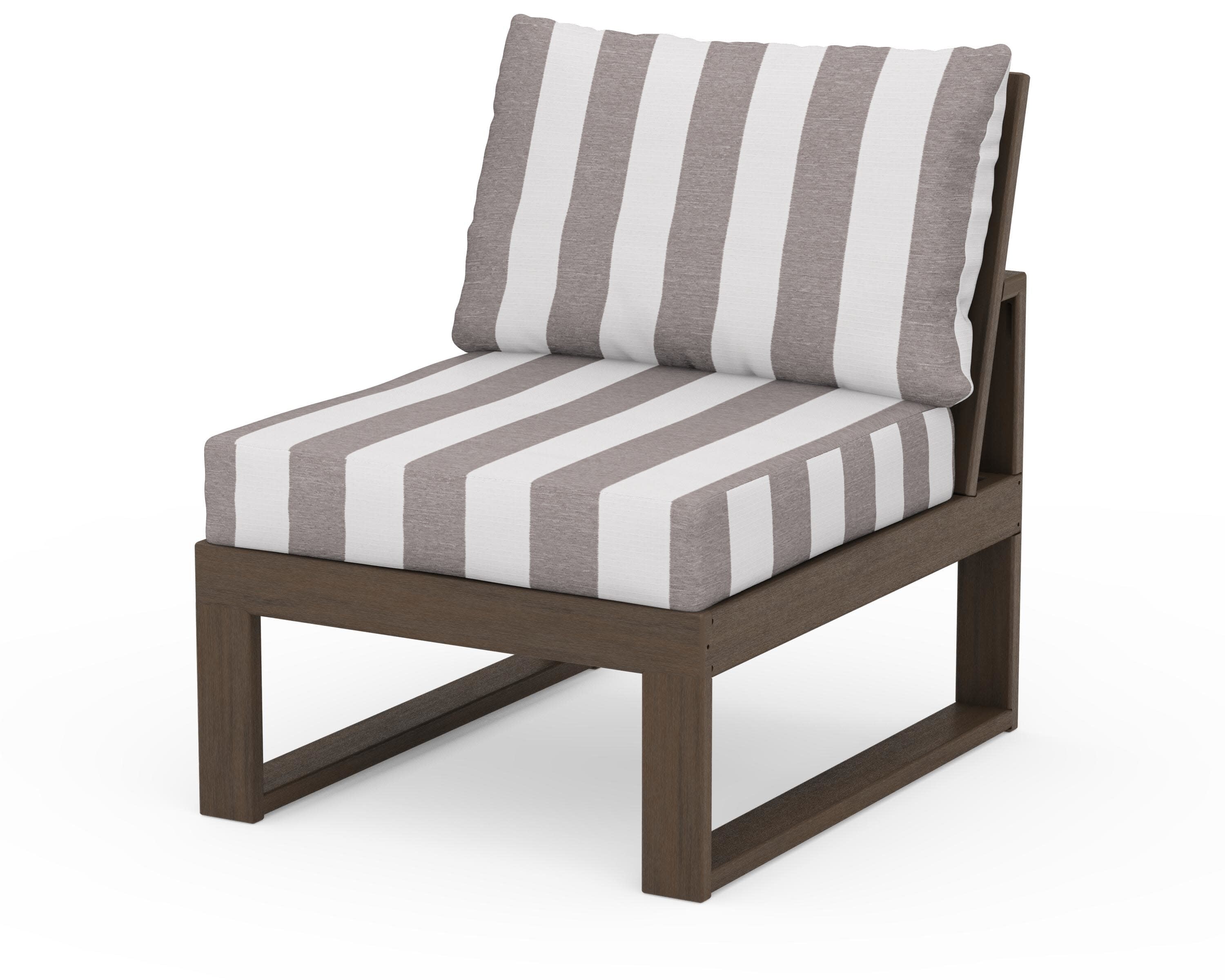 Modular Armless Chair in Kona / Cabana Stripe Grey Mist