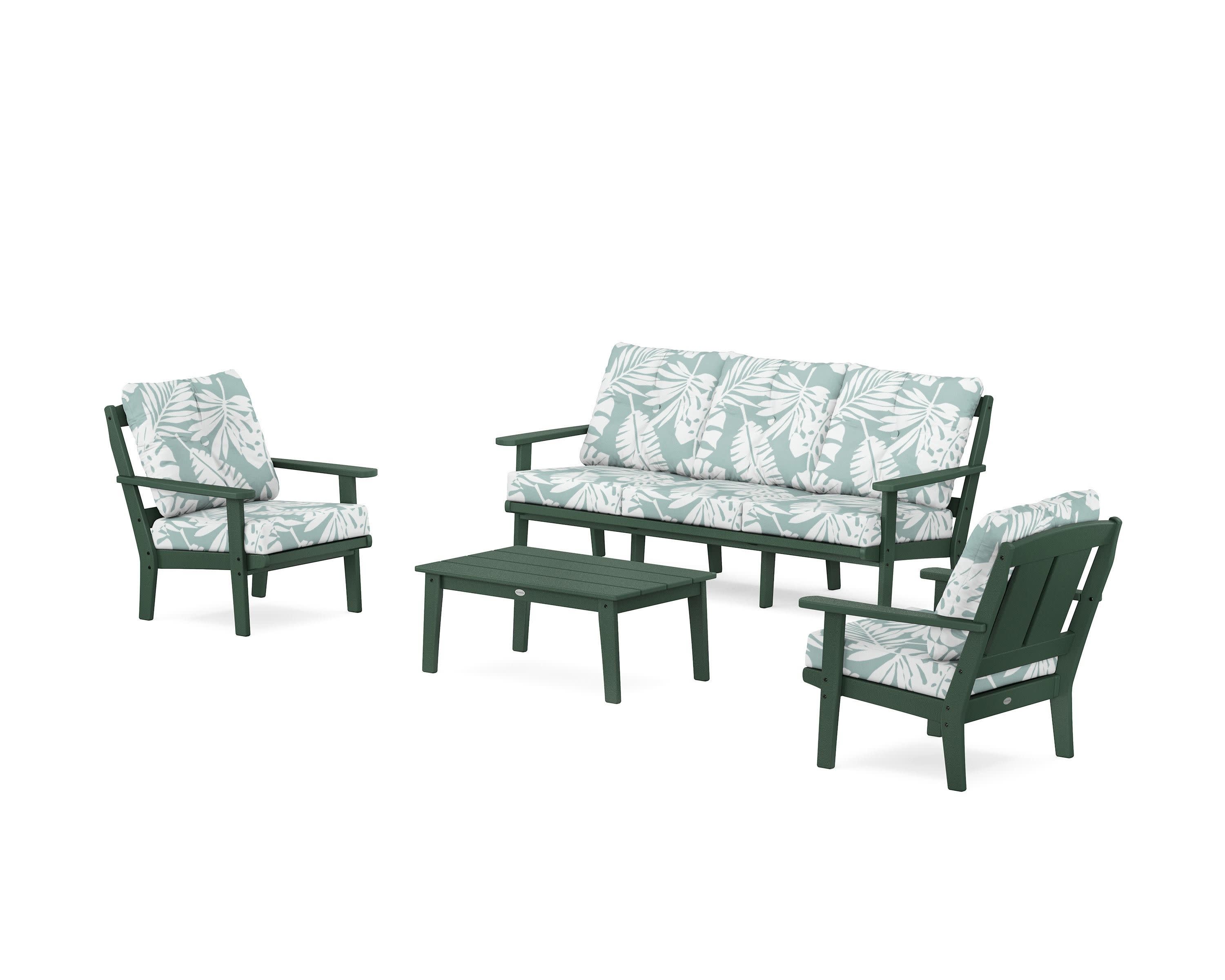 Mission 4-Piece Deep Seating Set with Sofa in Green / Leaf Glacier Spa