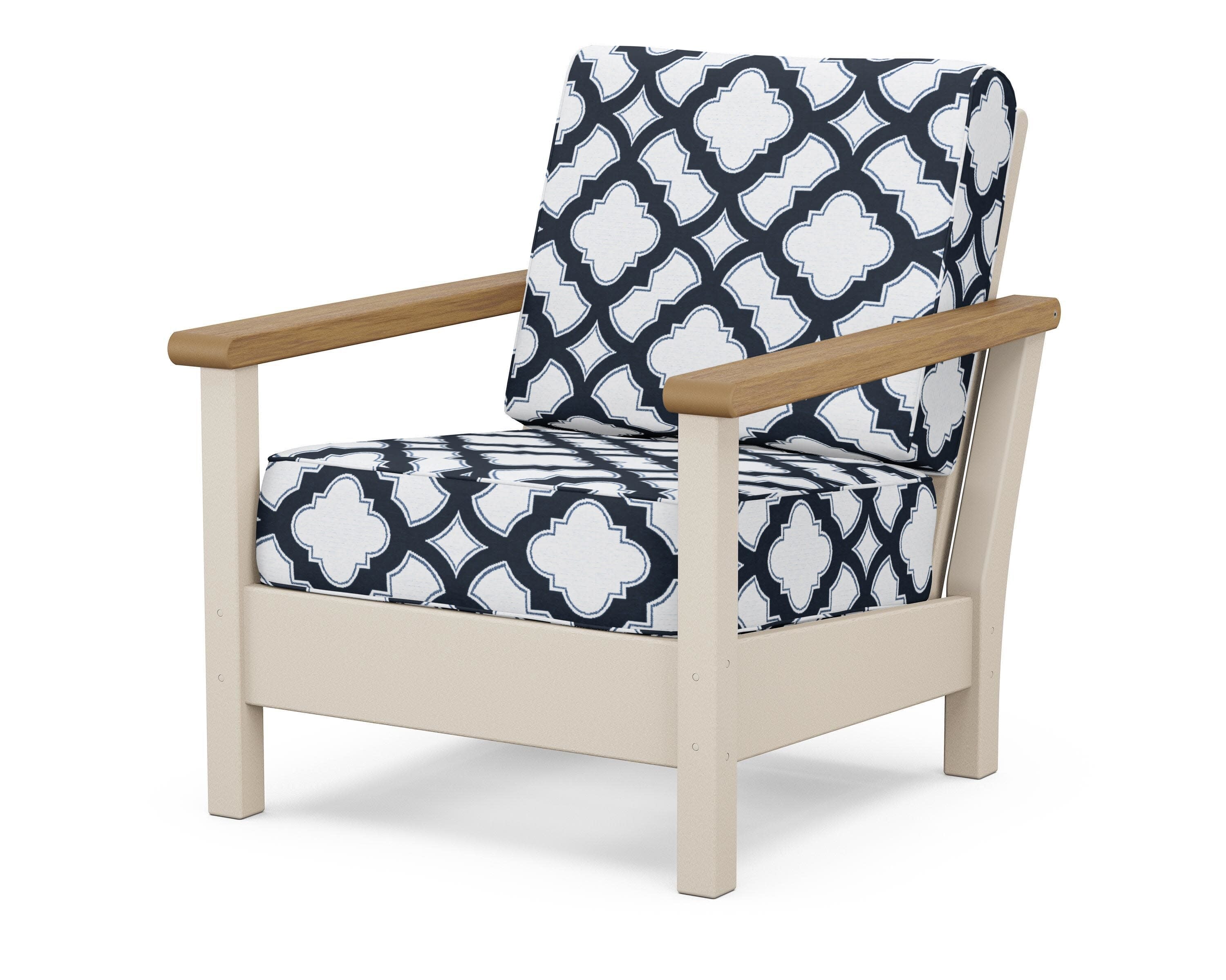 Harbour Deep Seating Chair in Sand / Natural / Trellis Marine Indigo
