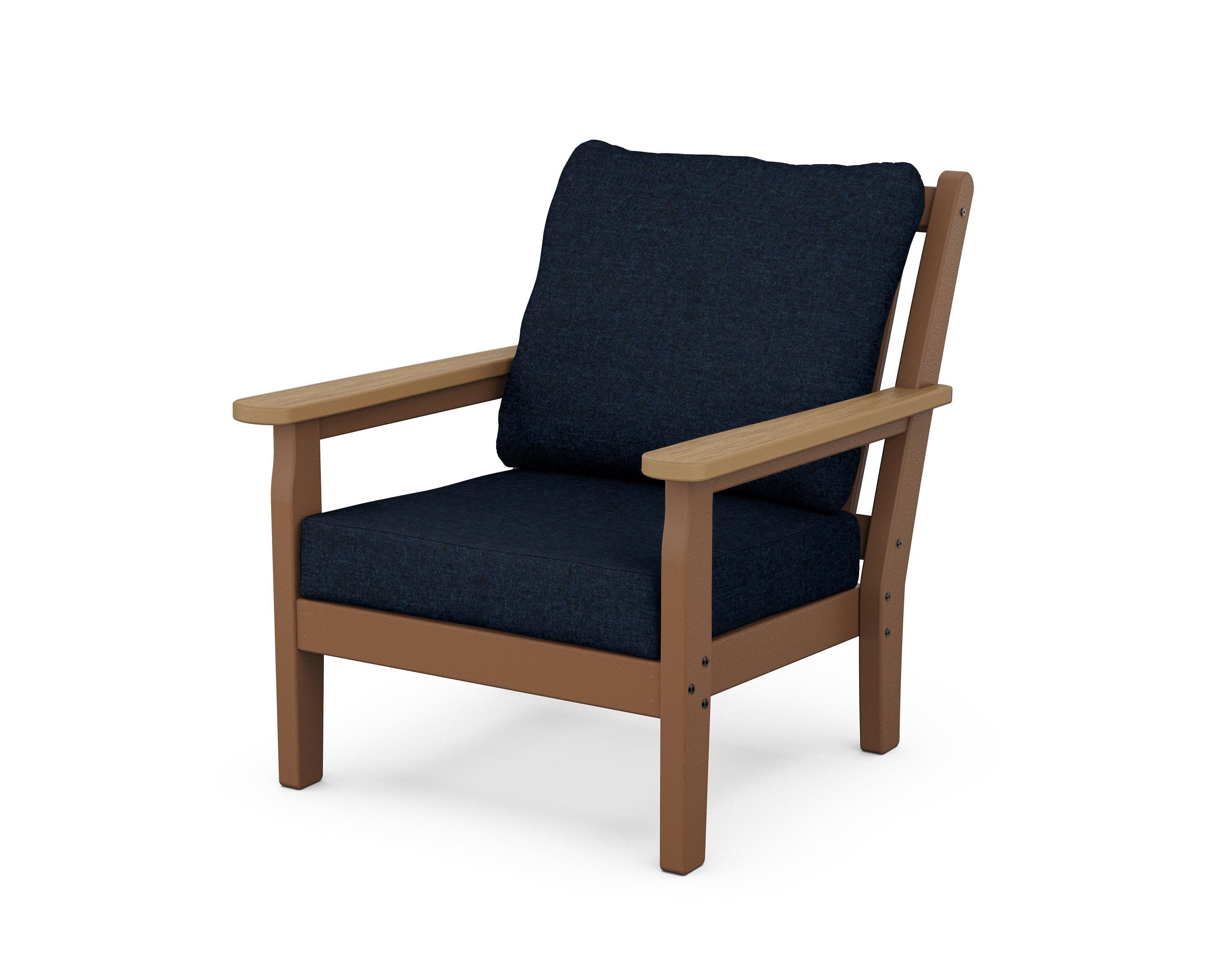 Chippendale Deep Seating Chair in Teak / Natural / Marine Indigo