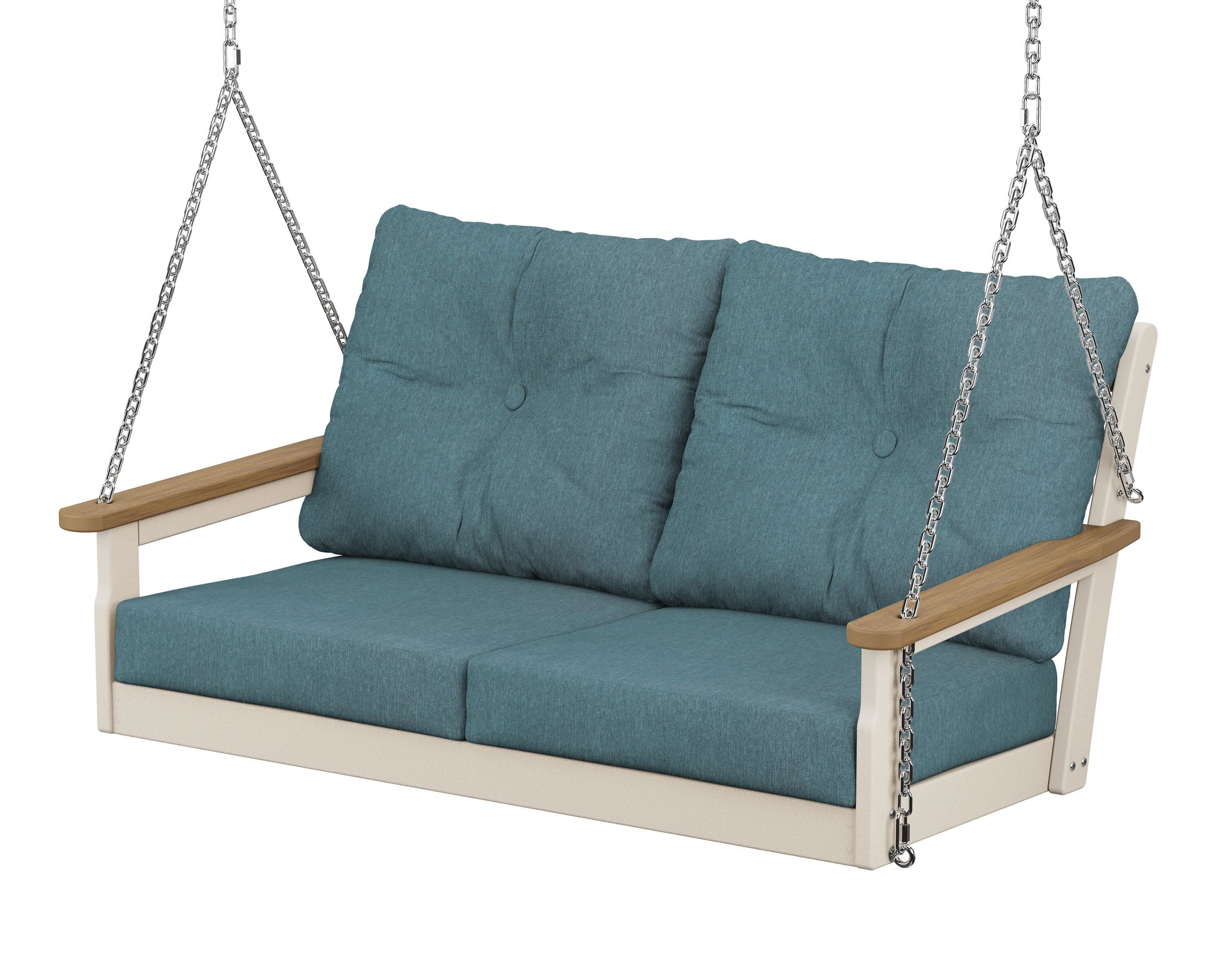 Vineyard Deep Seating Swing in Sand / Natural / Ocean Teal