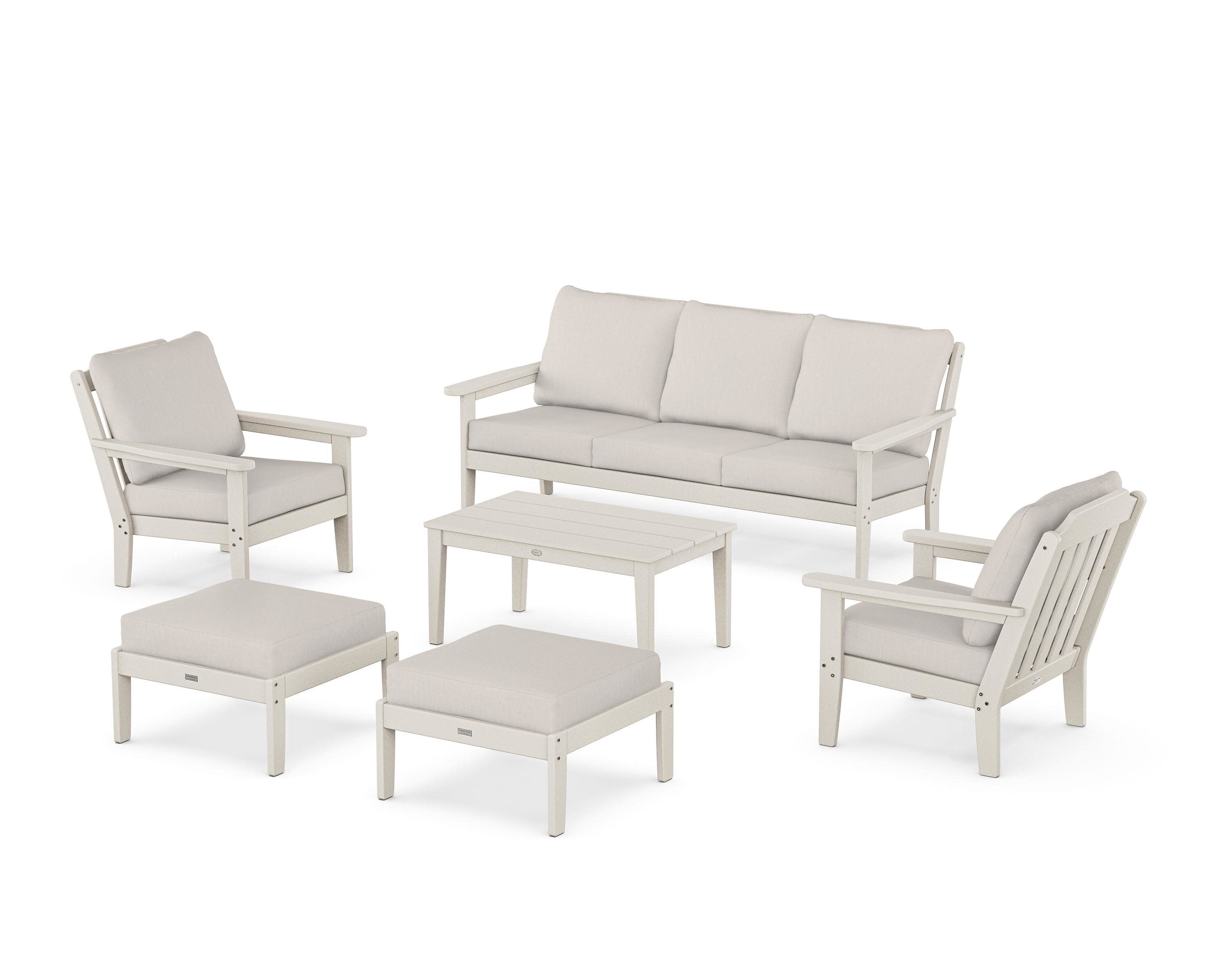Cottage 6-Piece Lounge Sofa Set in Sand / Cast Ash